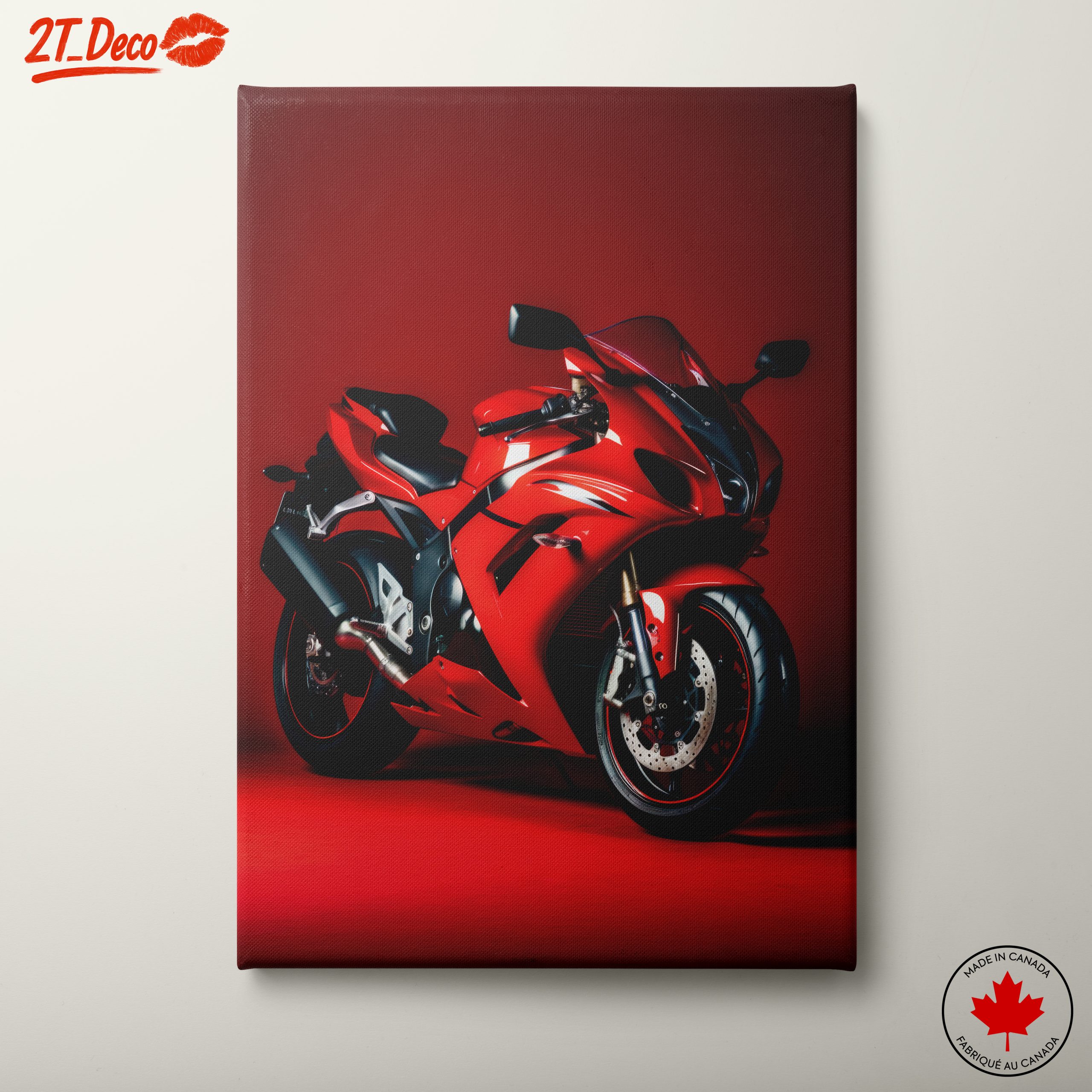 Sleek Red Sport Motorcycle Art