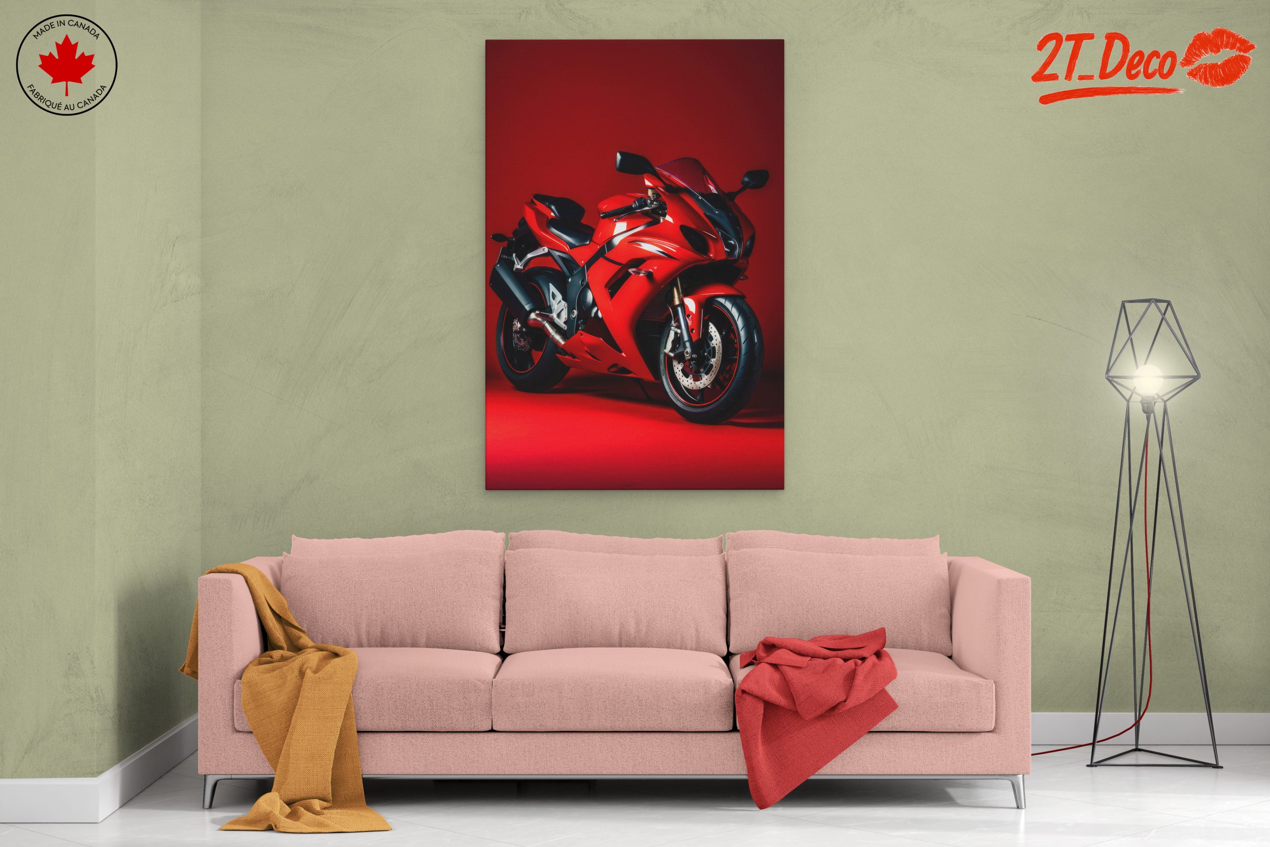 Sleek Red Sport Motorcycle Art - Image 2