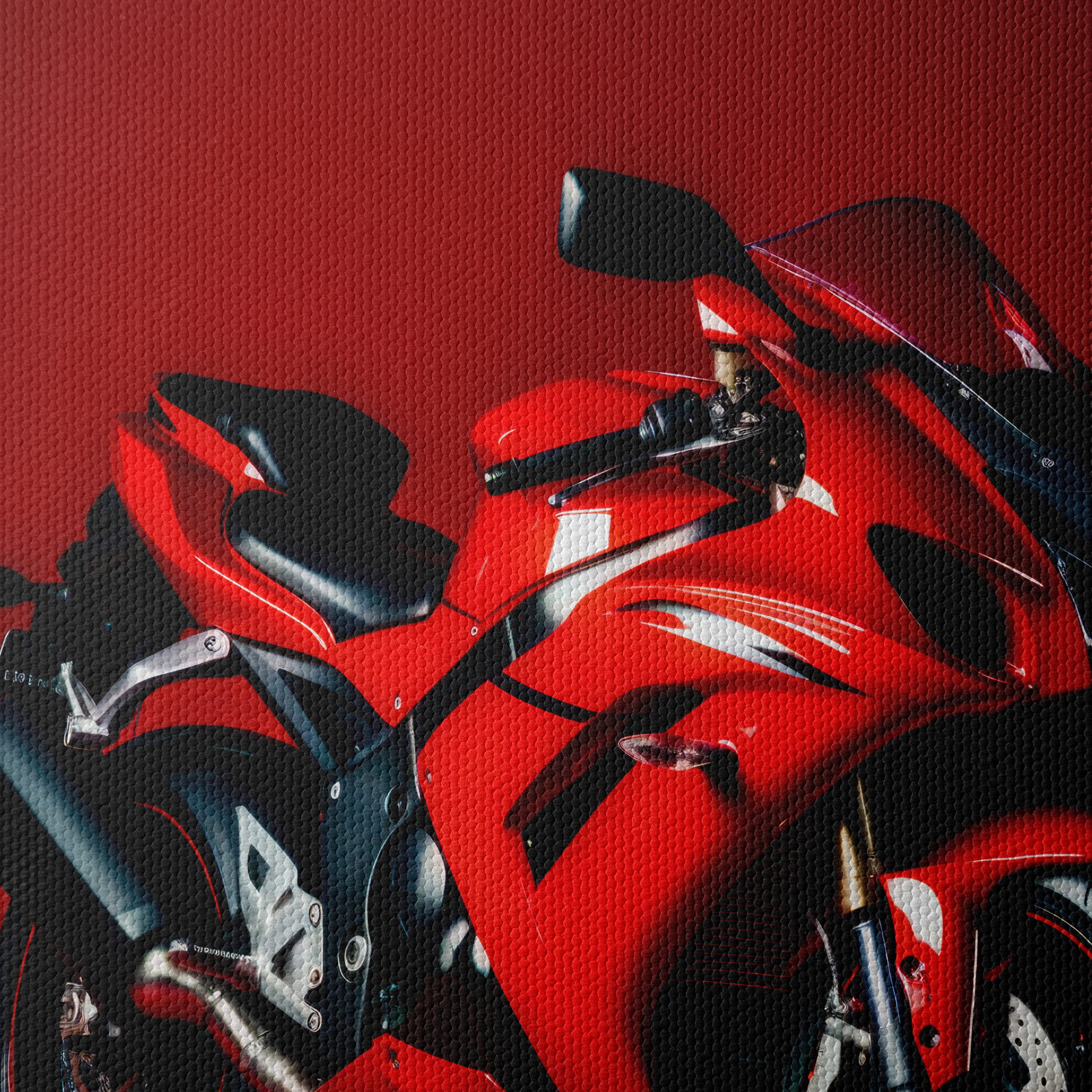 Sleek Red Sport Motorcycle Art - Image 4