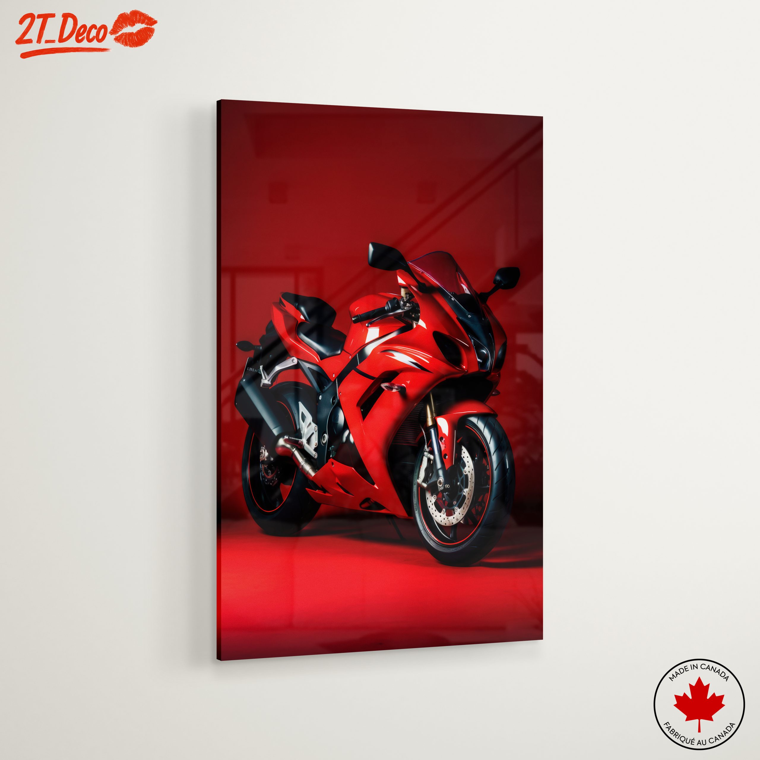 Sleek Red Sport Motorcycle Art - Image 6