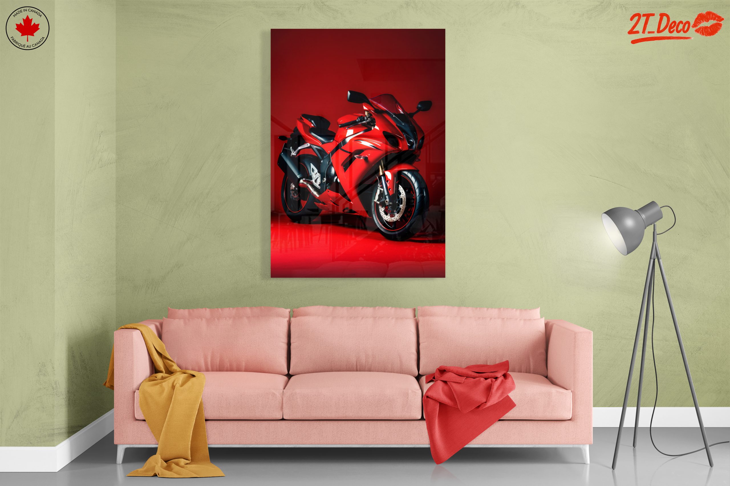 Sleek Red Sport Motorcycle Art - Image 7