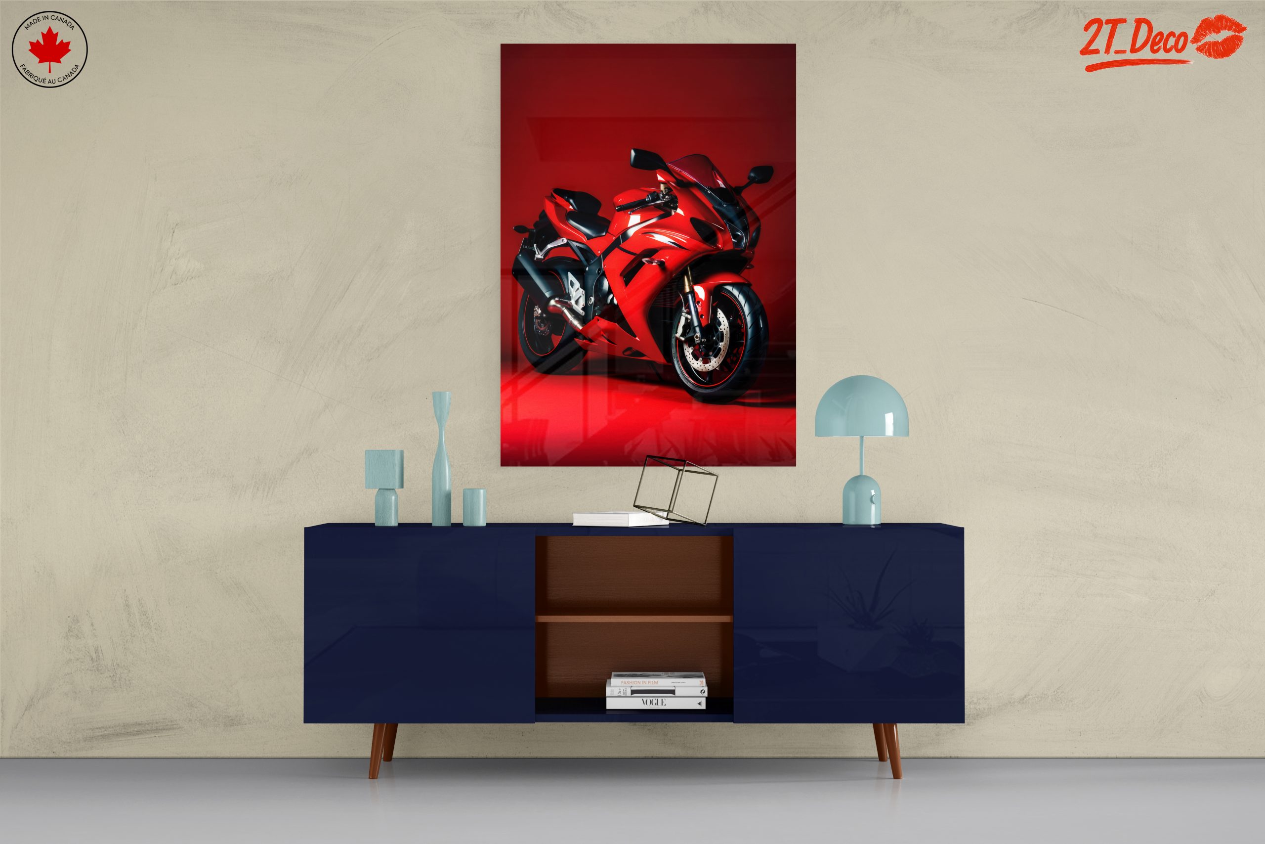 Sleek Red Sport Motorcycle Art - Image 8