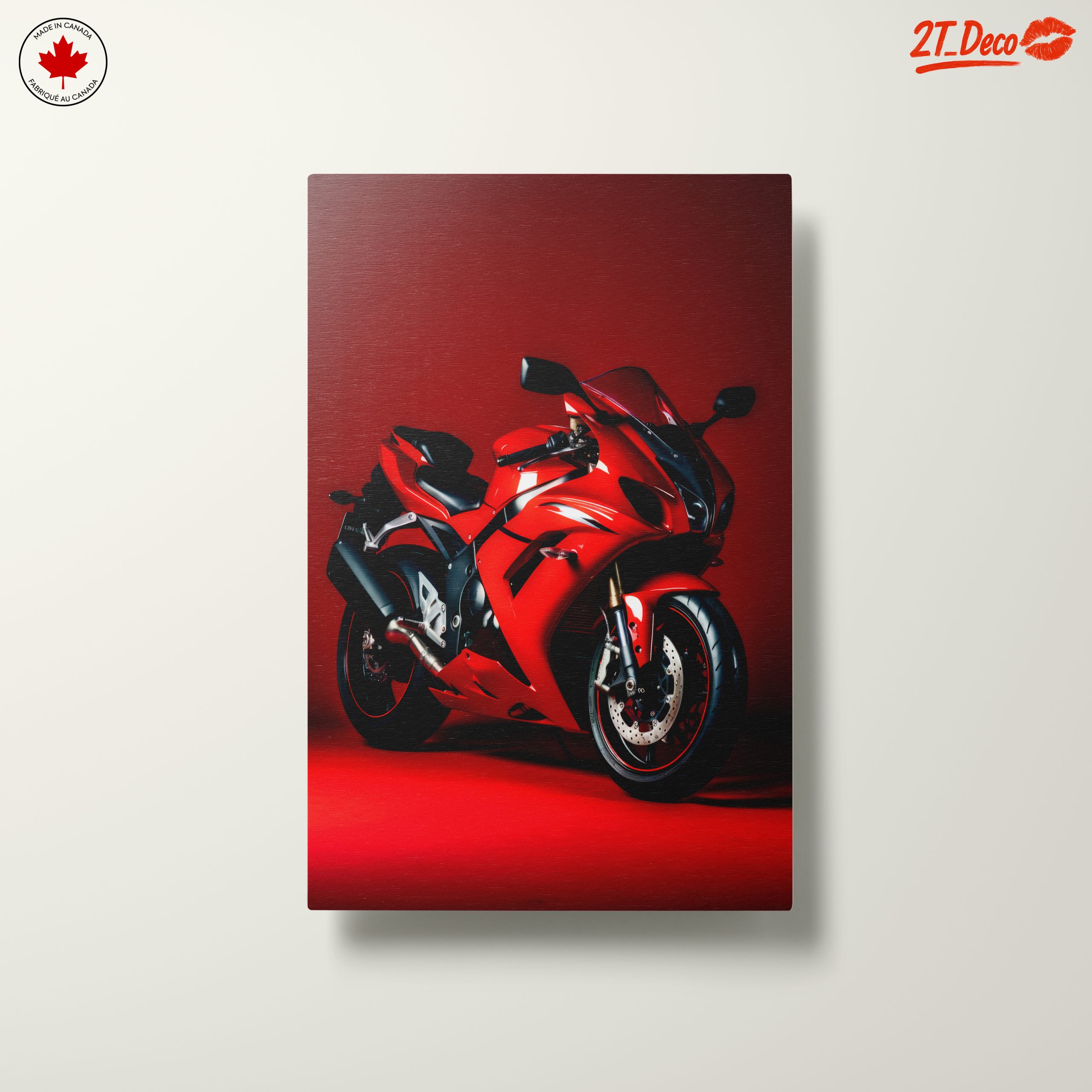 Sleek Red Sport Motorcycle Art - Image 10