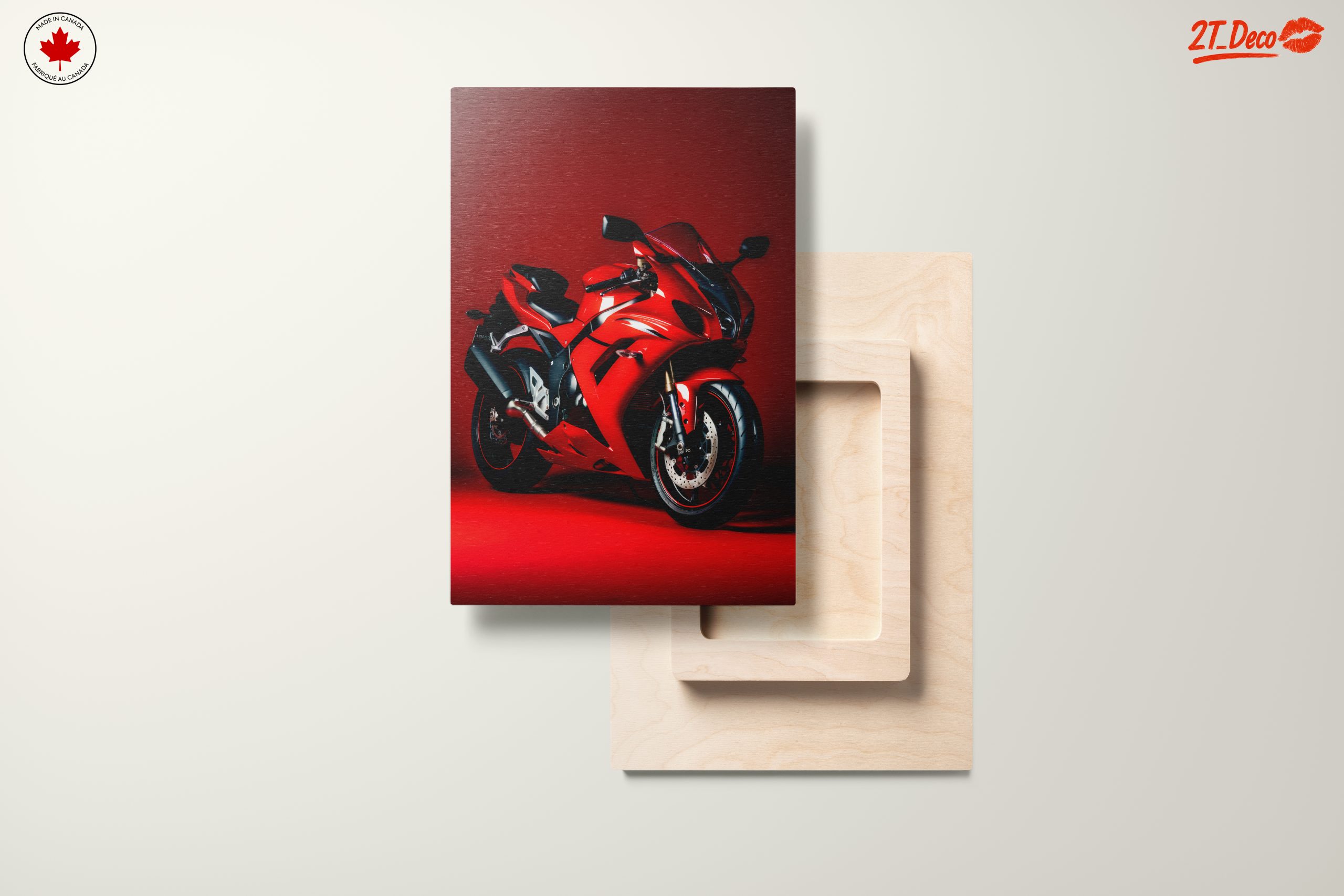 Sleek Red Sport Motorcycle Art - Image 11