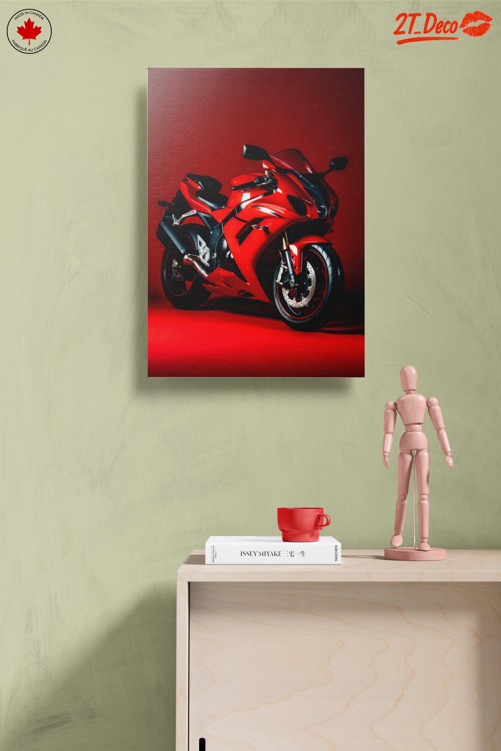 Sleek Red Sport Motorcycle Art - Image 14