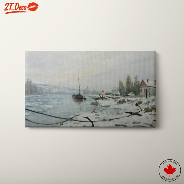 Winter Landscape with Snowy River and Boats