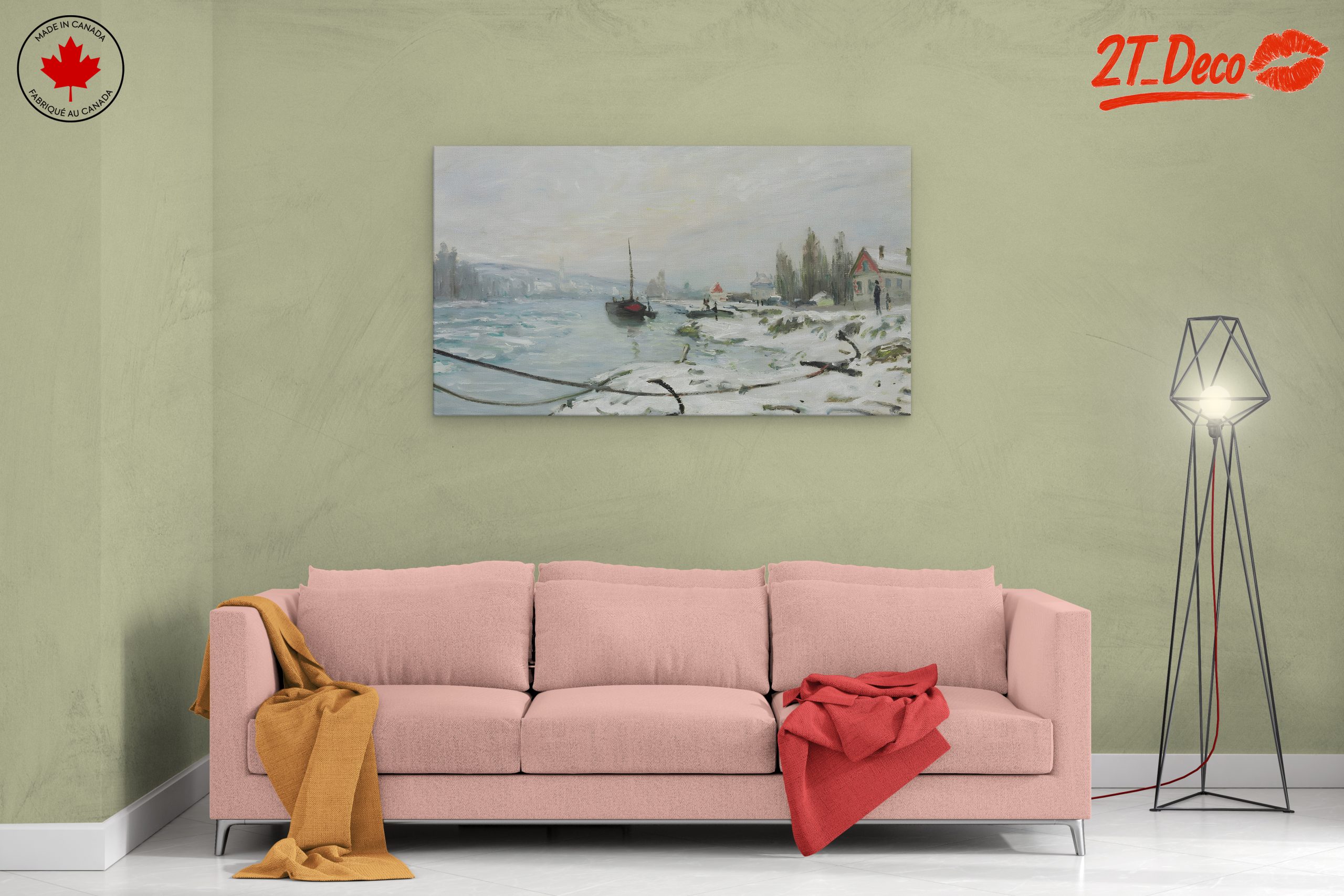 Winter Landscape with Snowy River and Boats - Image 2