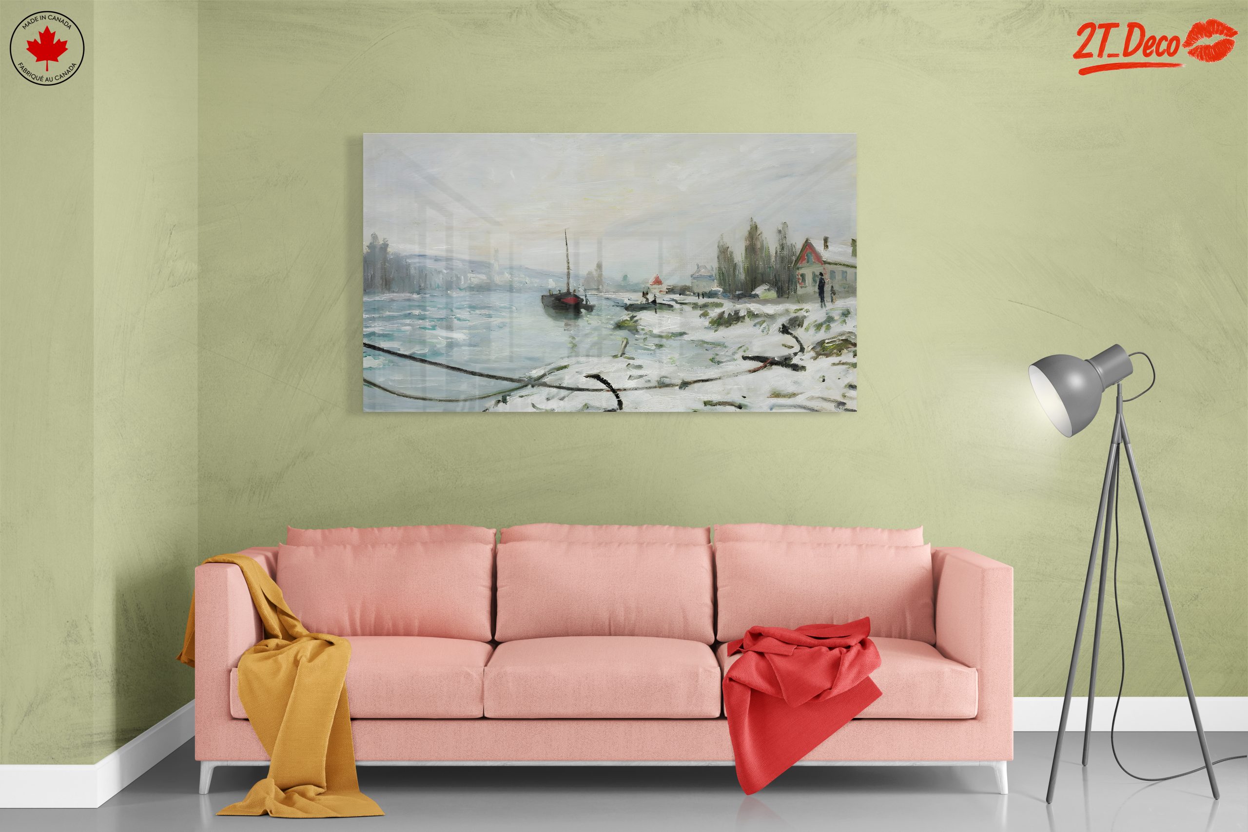 Winter Landscape with Snowy River and Boats - Image 7