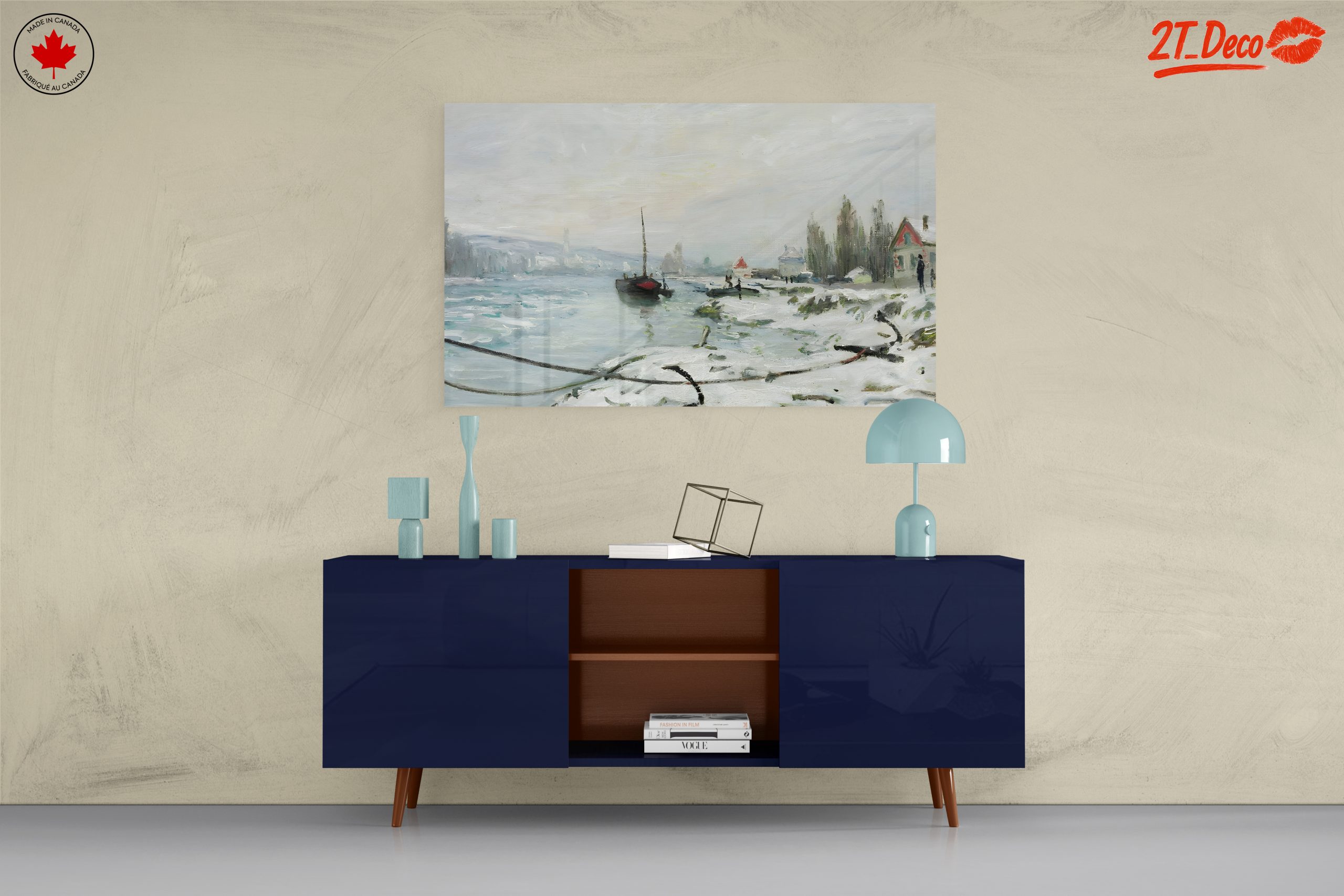 Winter Landscape with Snowy River and Boats - Image 8