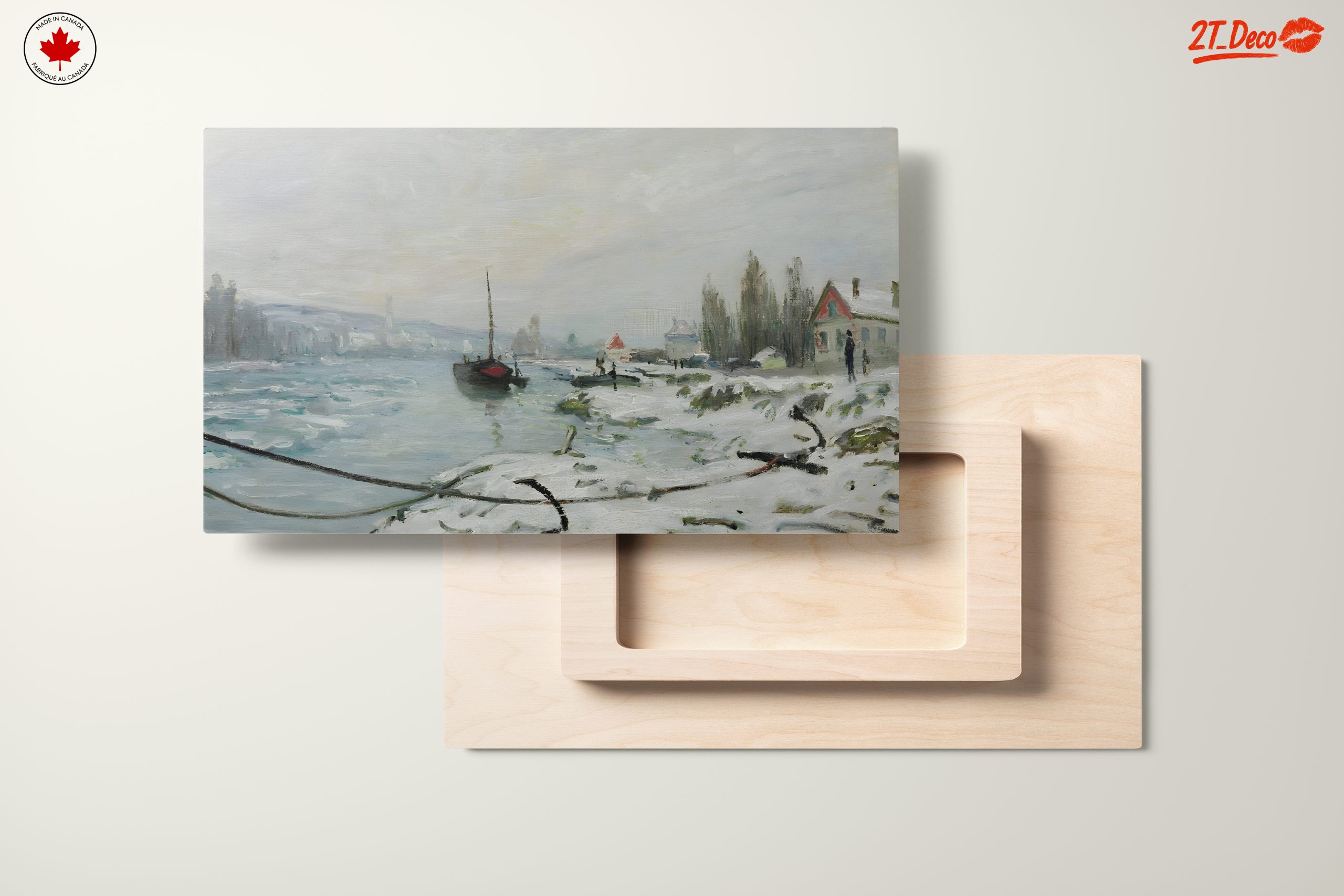 Winter Landscape with Snowy River and Boats - Image 11