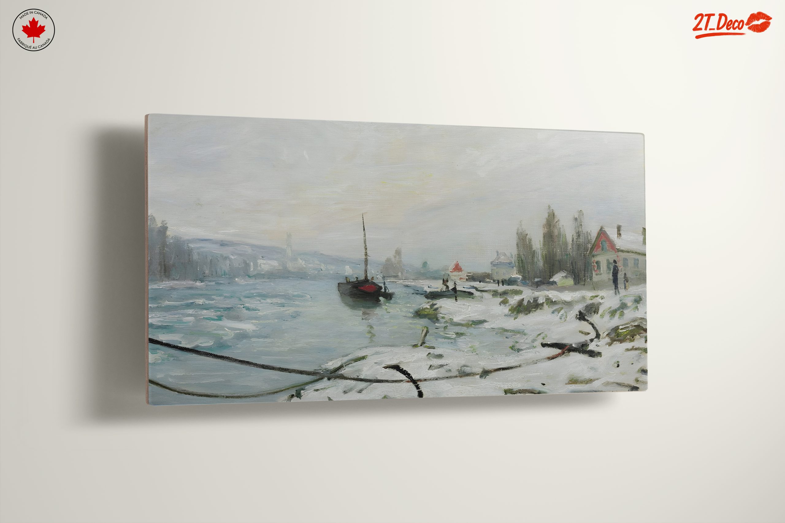 Winter Landscape with Snowy River and Boats - Image 13