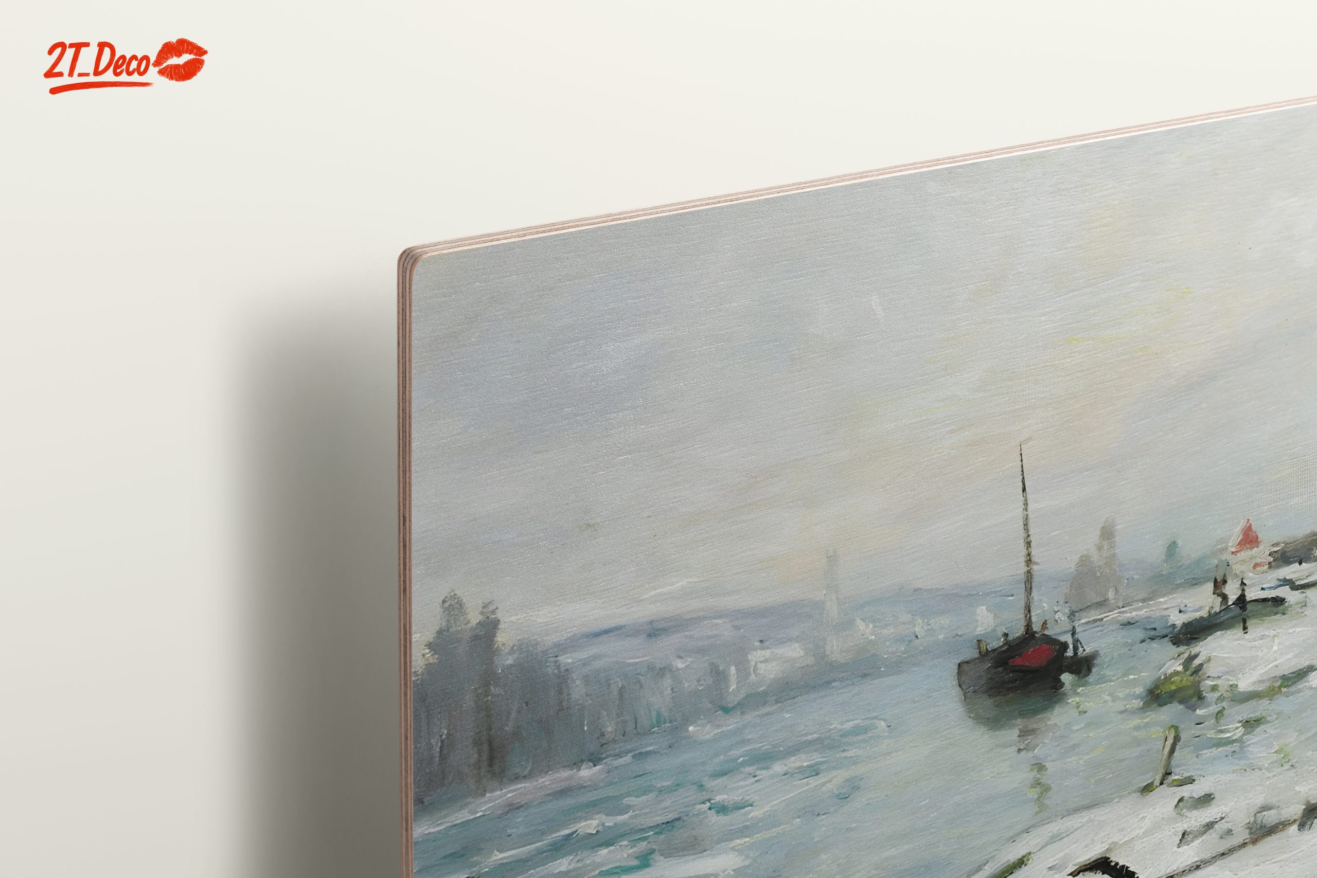 Winter Landscape with Snowy River and Boats - Image 15