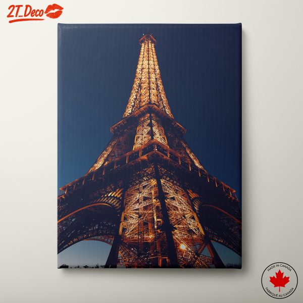 Eiffel Tower at Night with Illuminated Details