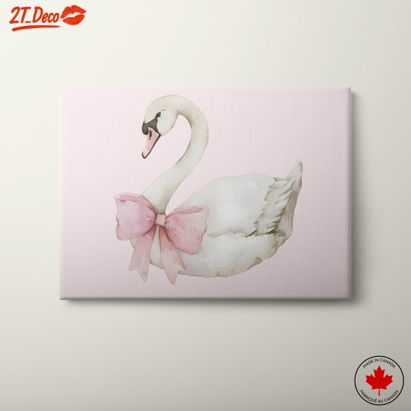 Elegant Swan with Pink Bow