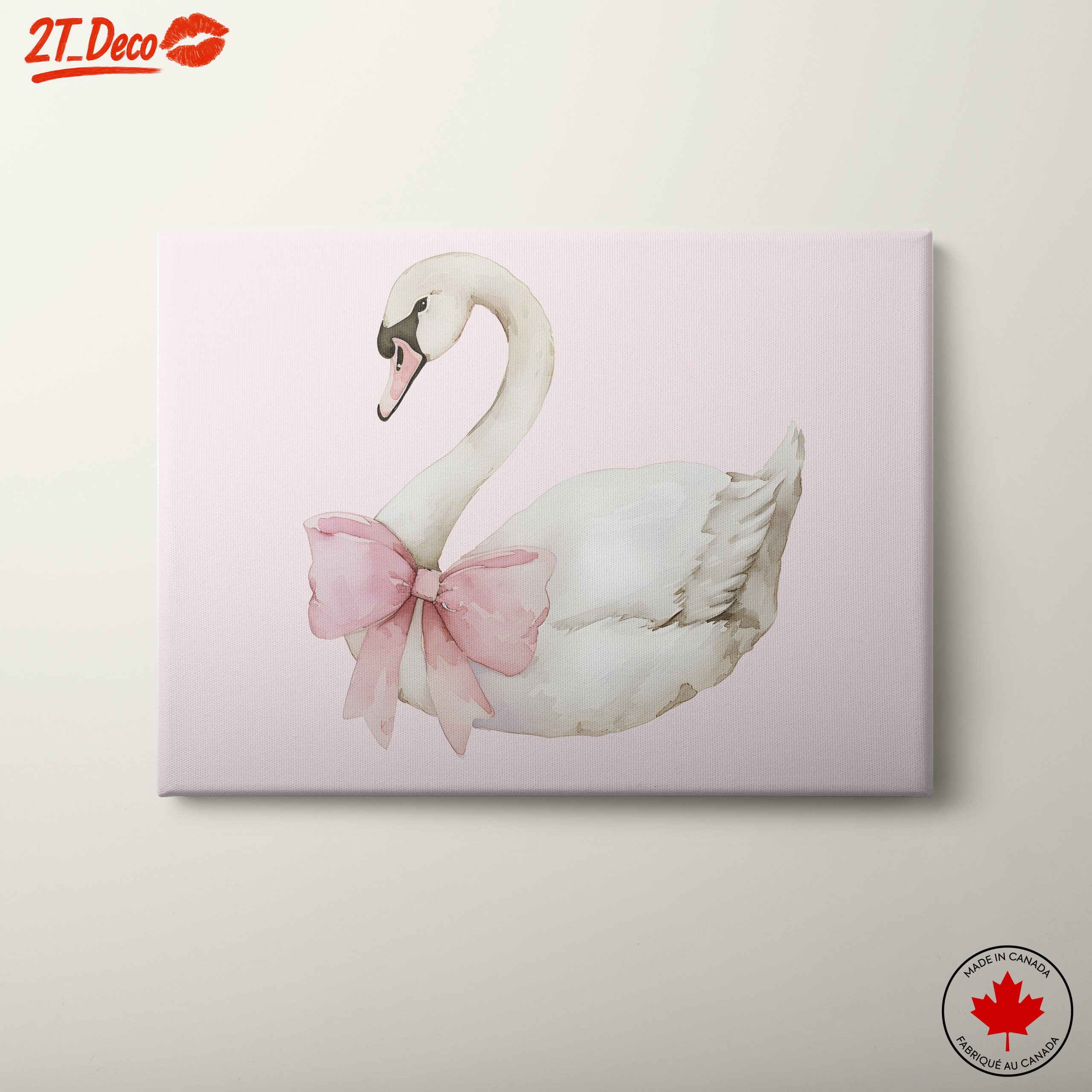 Elegant Swan with Pink Bow