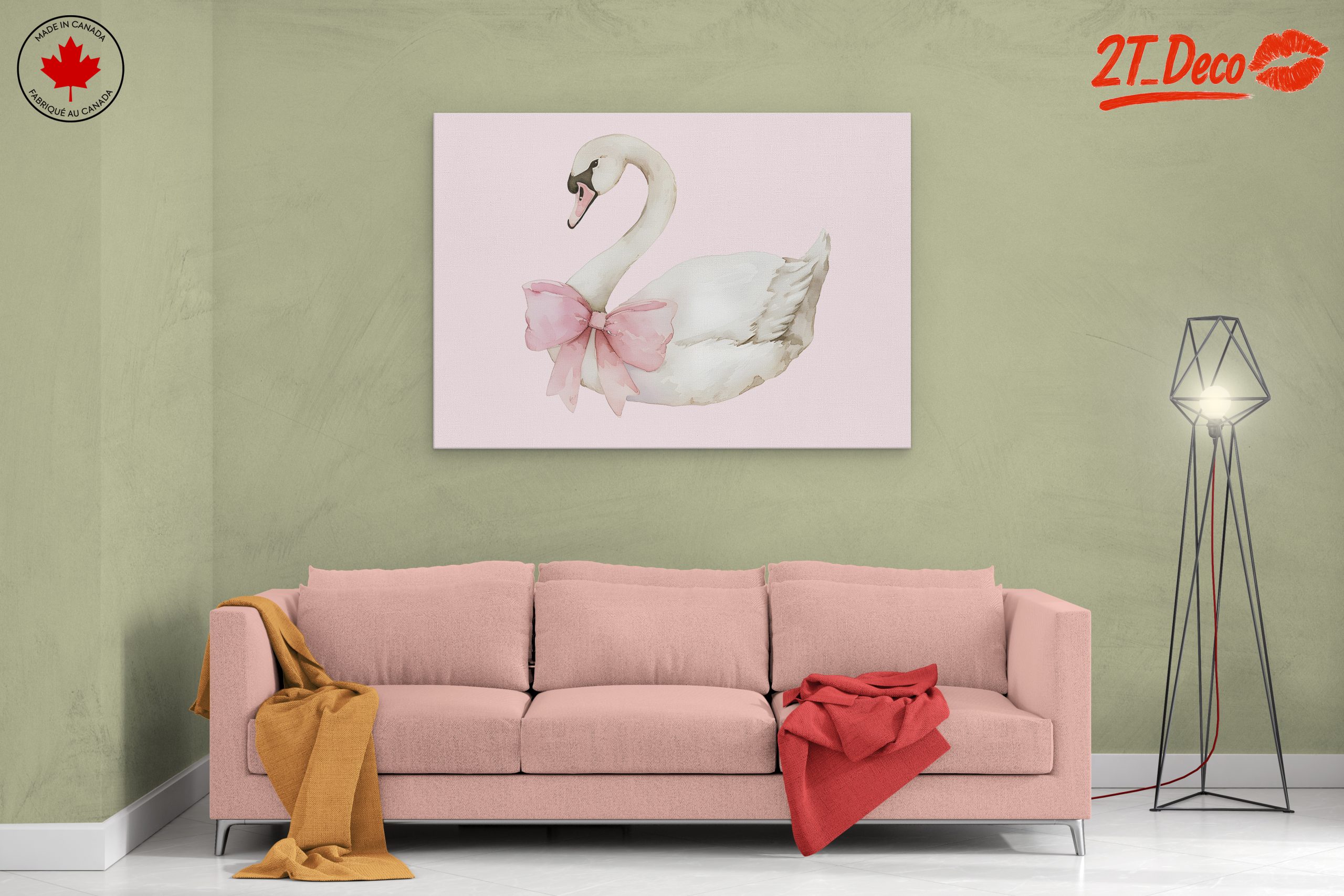 Elegant Swan with Pink Bow - Image 2