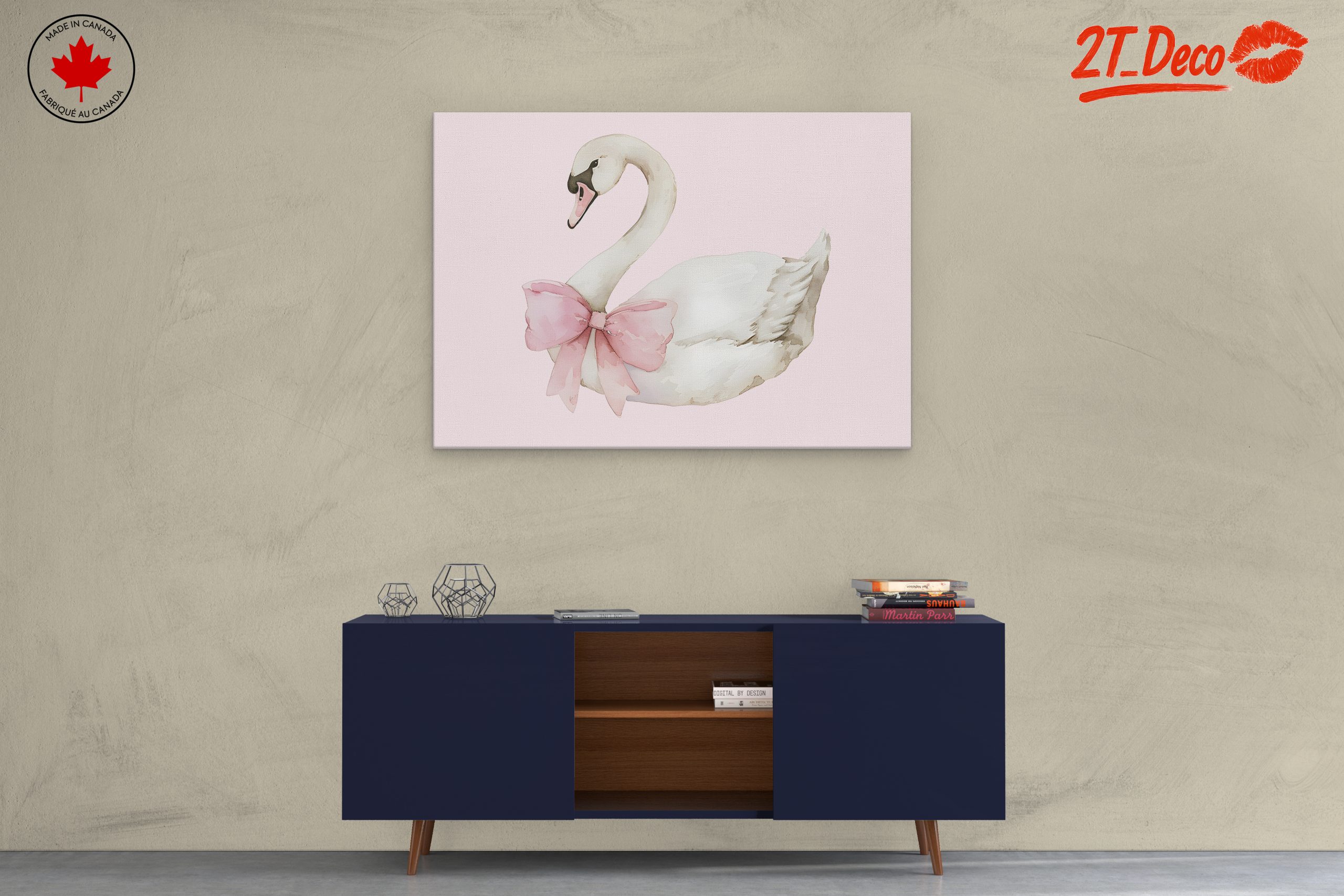 Elegant Swan with Pink Bow - Image 3