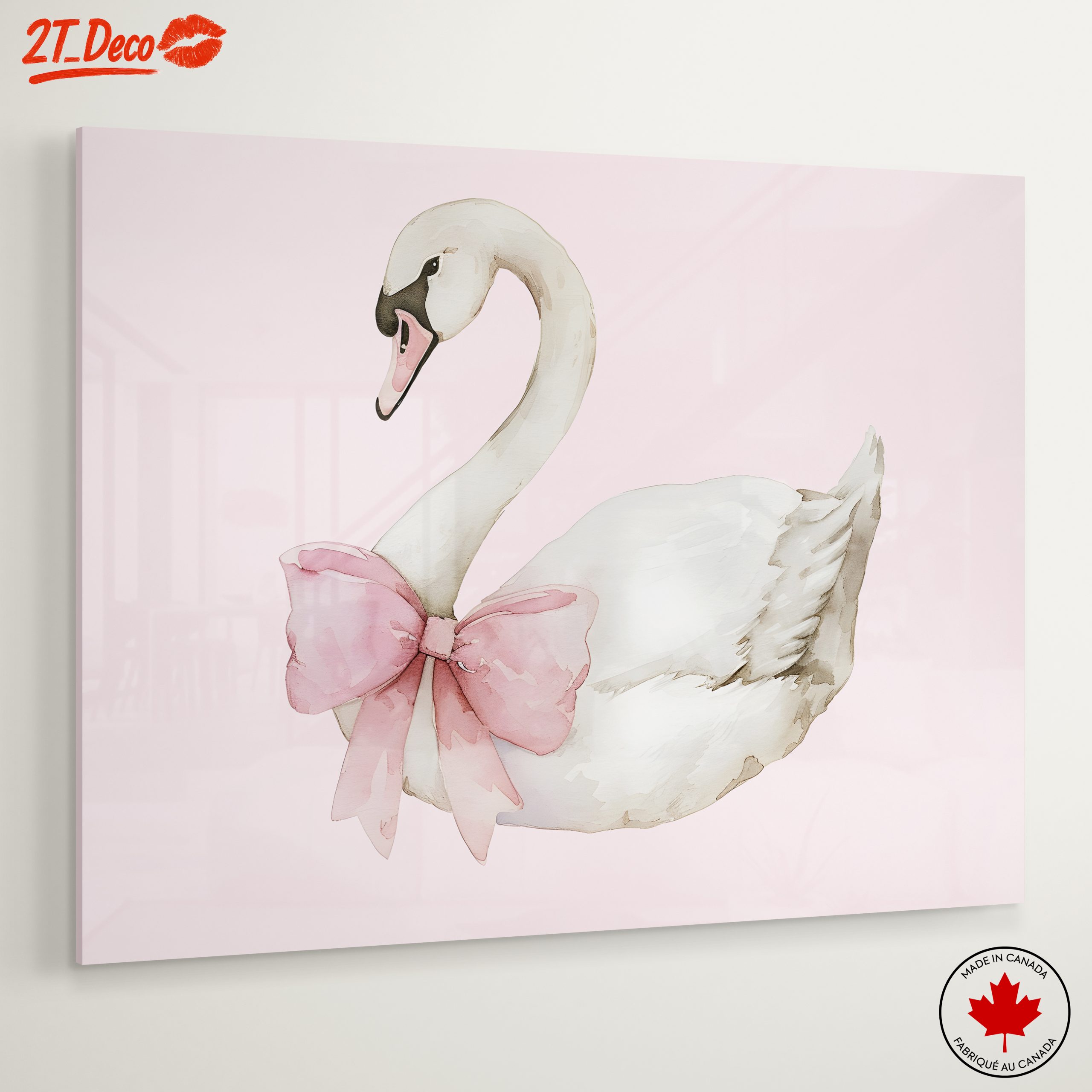 Elegant Swan with Pink Bow - Image 6