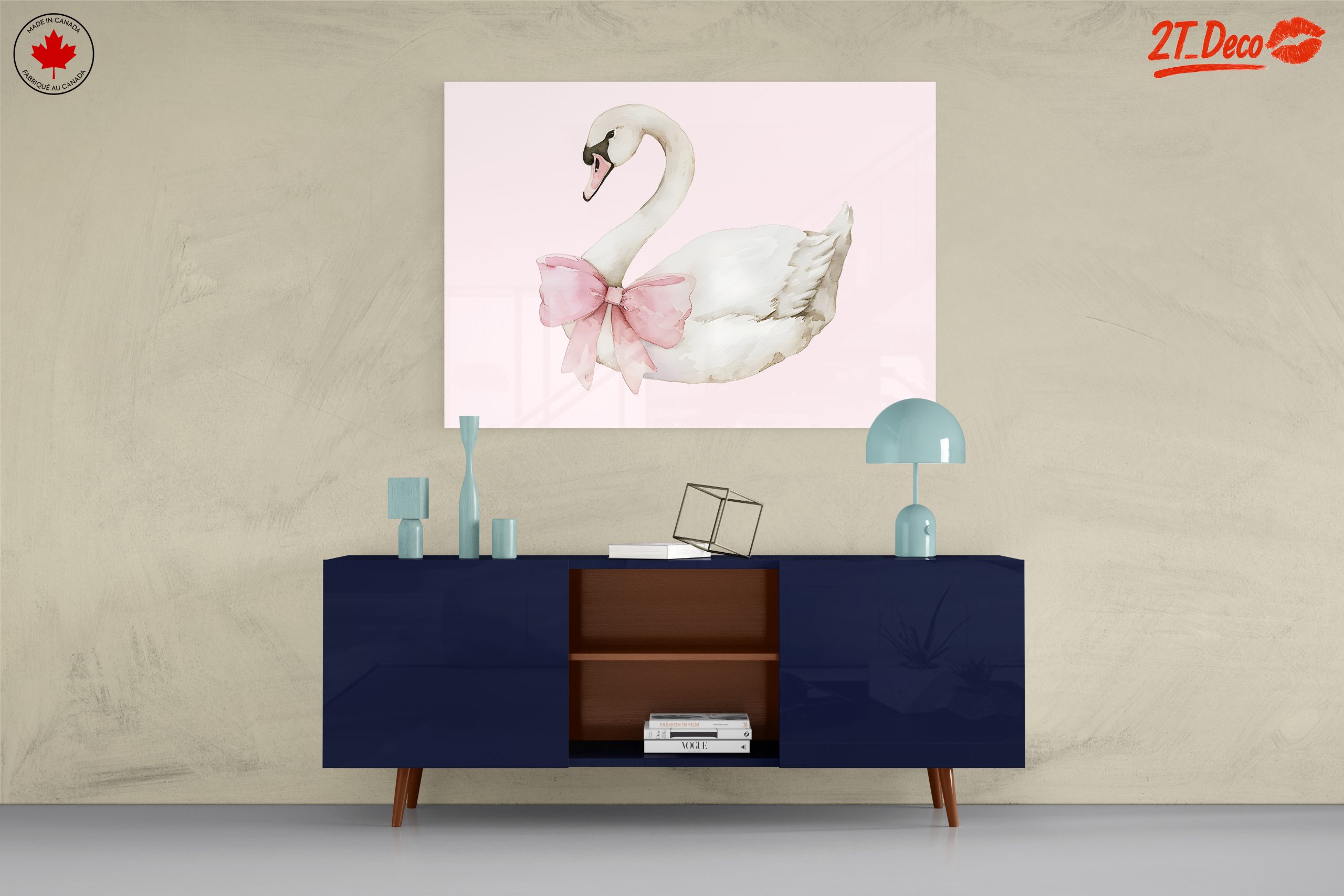 Elegant Swan with Pink Bow - Image 8