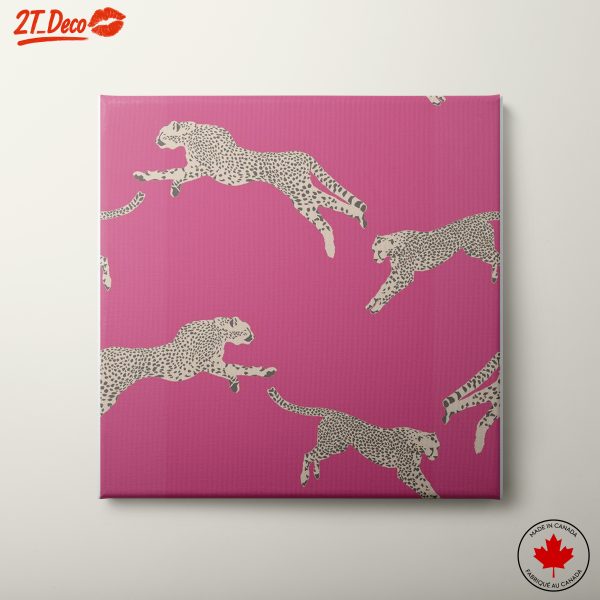 Stylized Leopards on Vibrant Pink Background