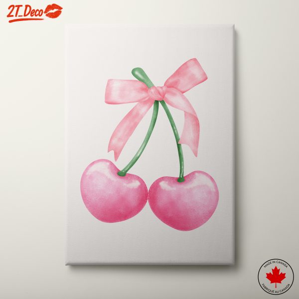 Whimsical Cherry Art with Ribbon