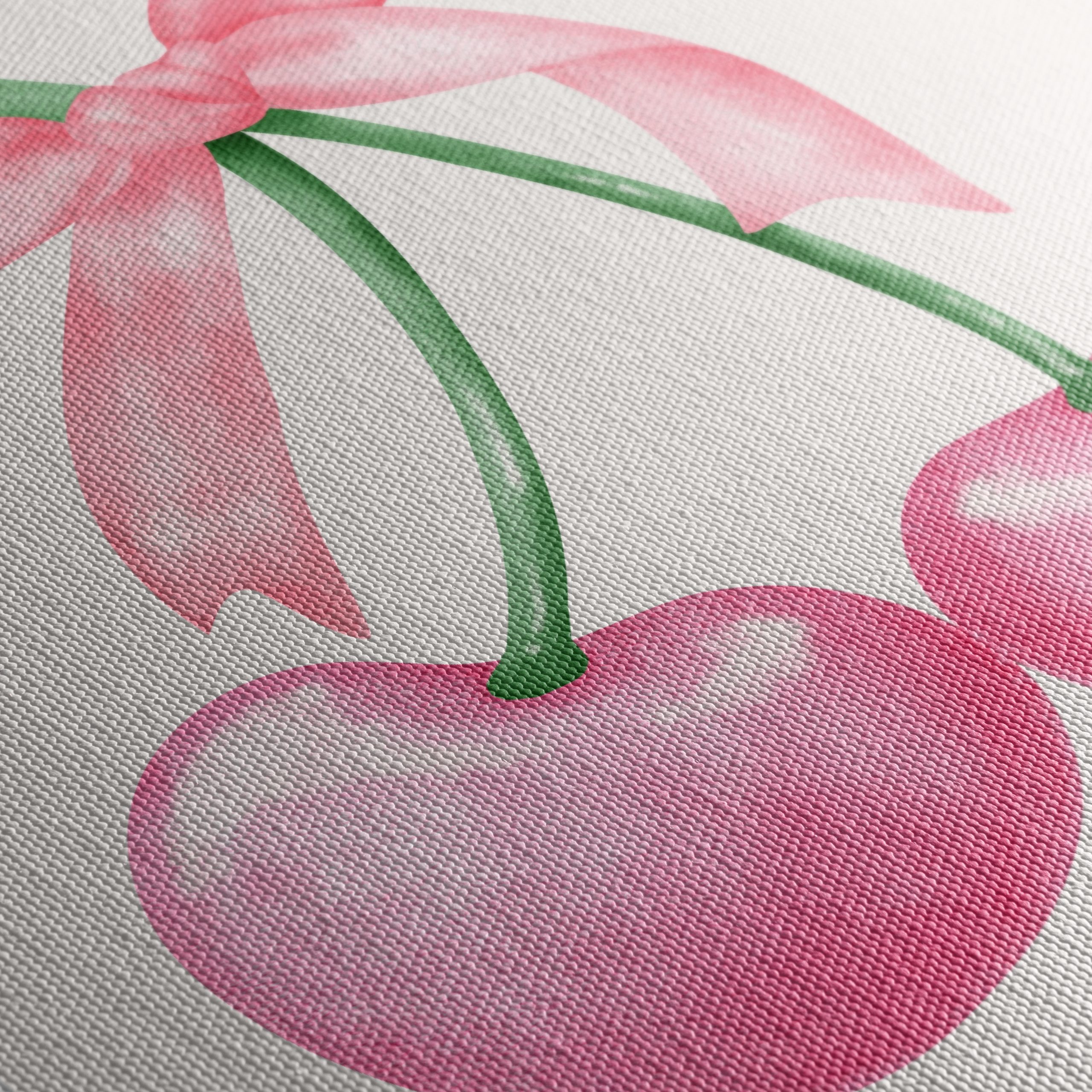 Whimsical Cherry Art with Ribbon - Image 5