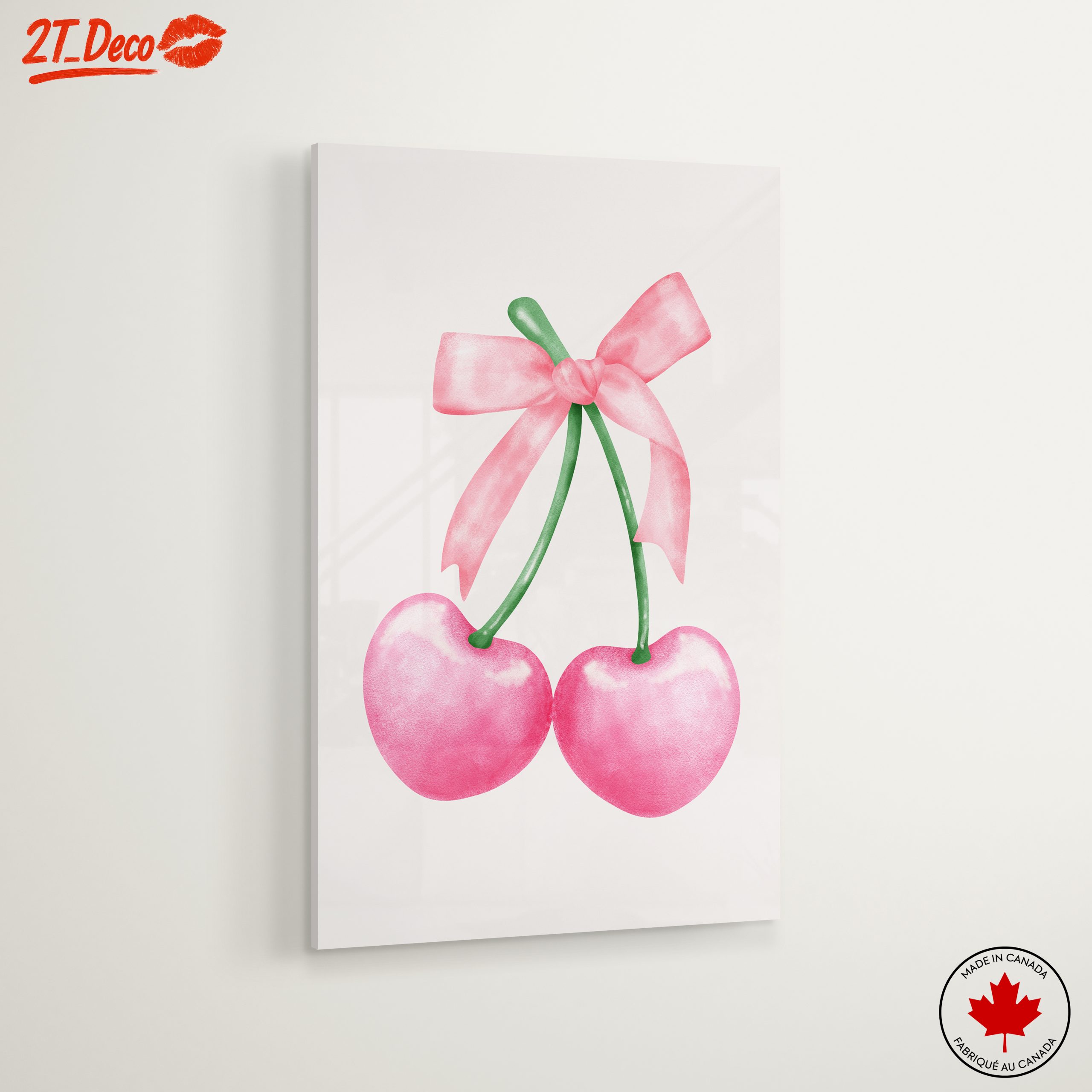 Whimsical Cherry Art with Ribbon - Image 6