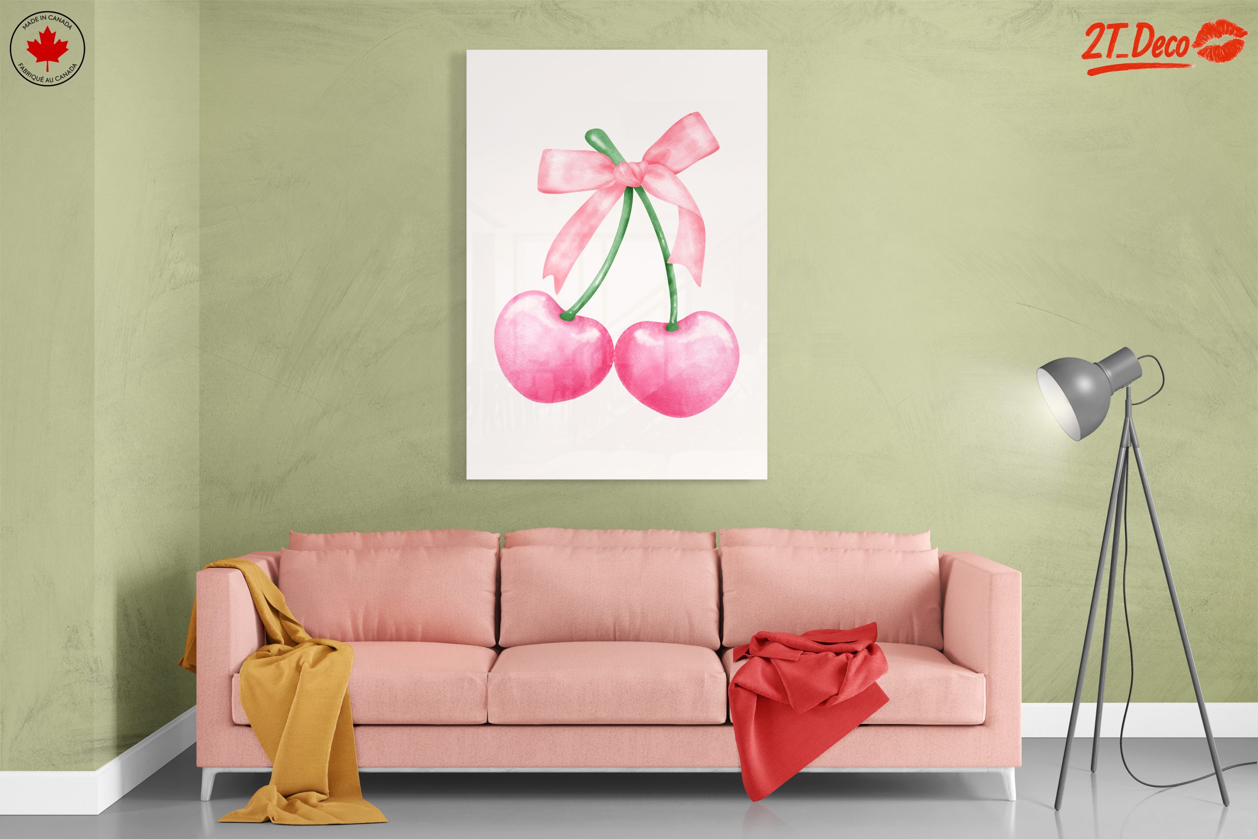 Whimsical Cherry Art with Ribbon - Image 7