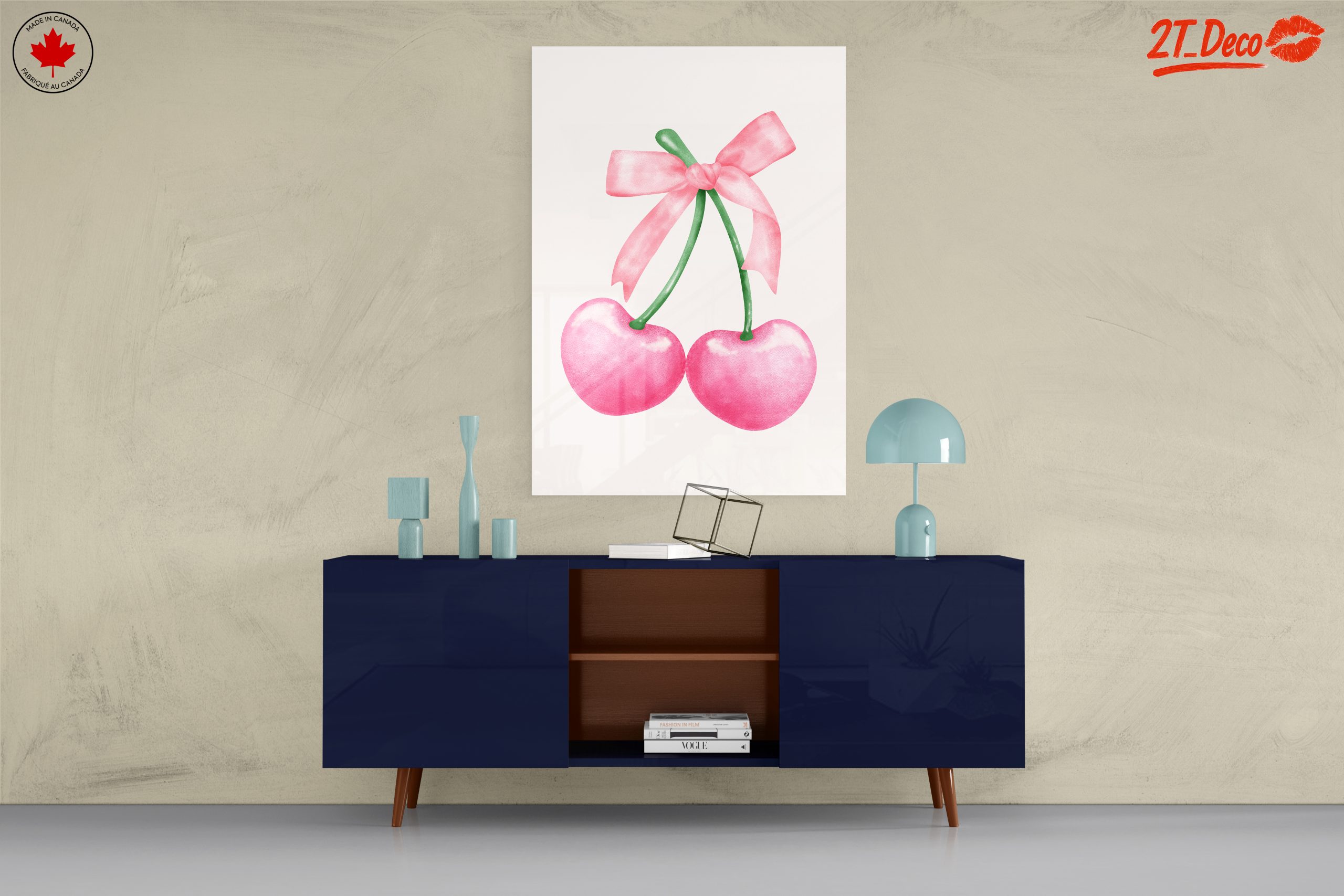 Whimsical Cherry Art with Ribbon - Image 8