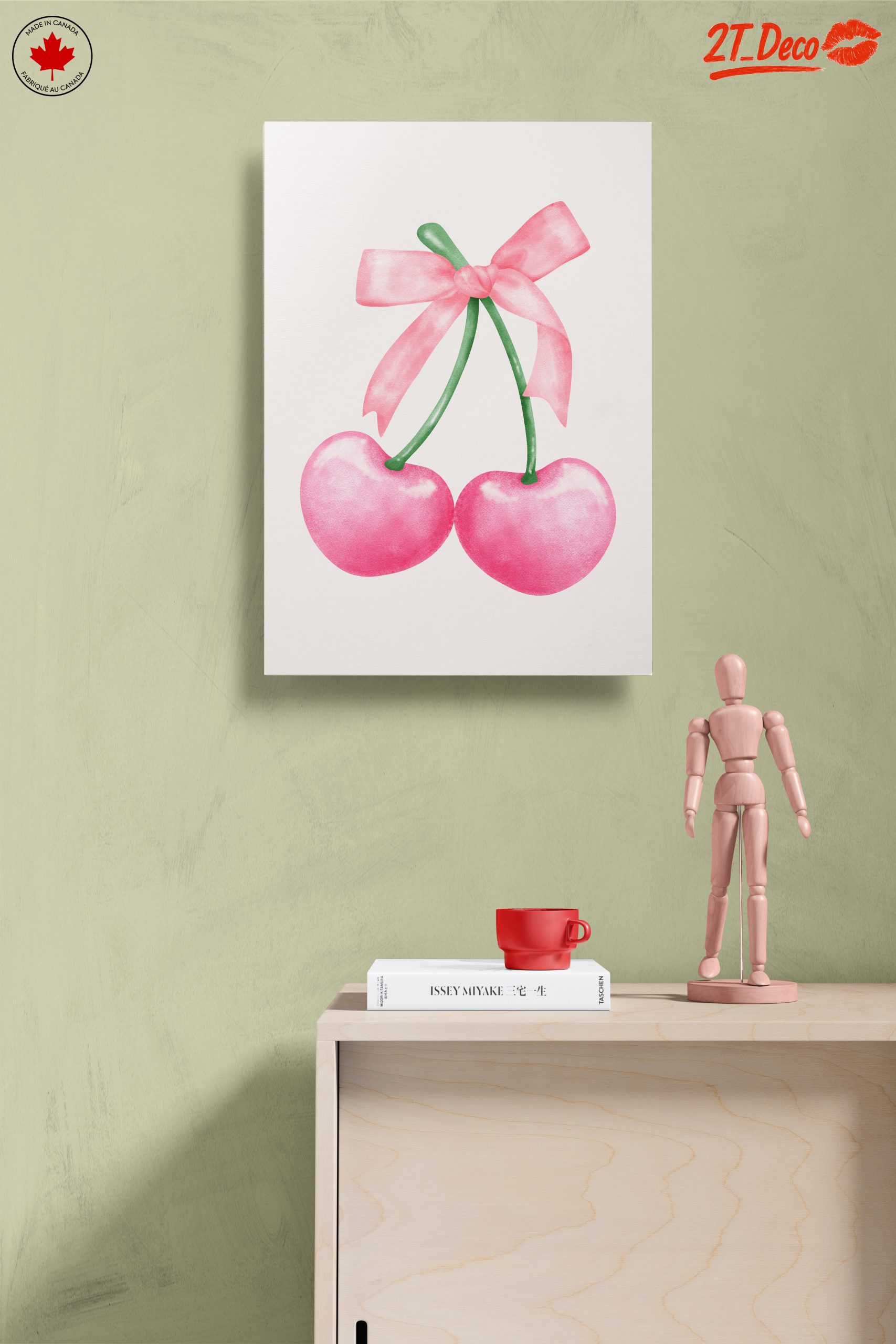 Whimsical Cherry Art with Ribbon - Image 14