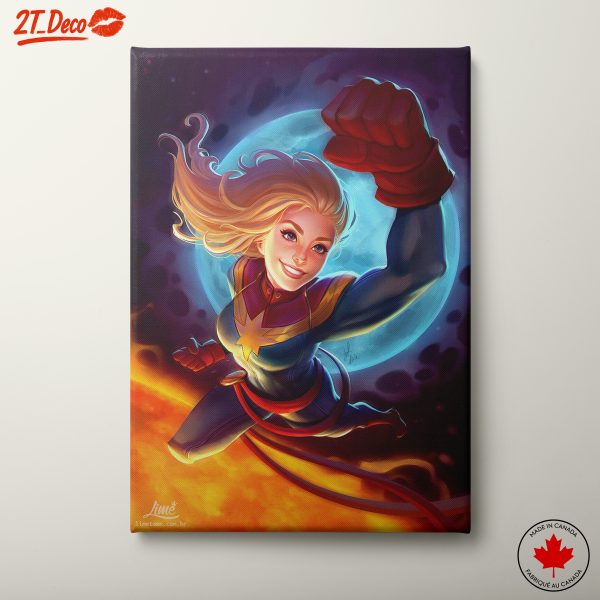 Dynamic Captain Marvel Artwork Featuring Heroic Pose