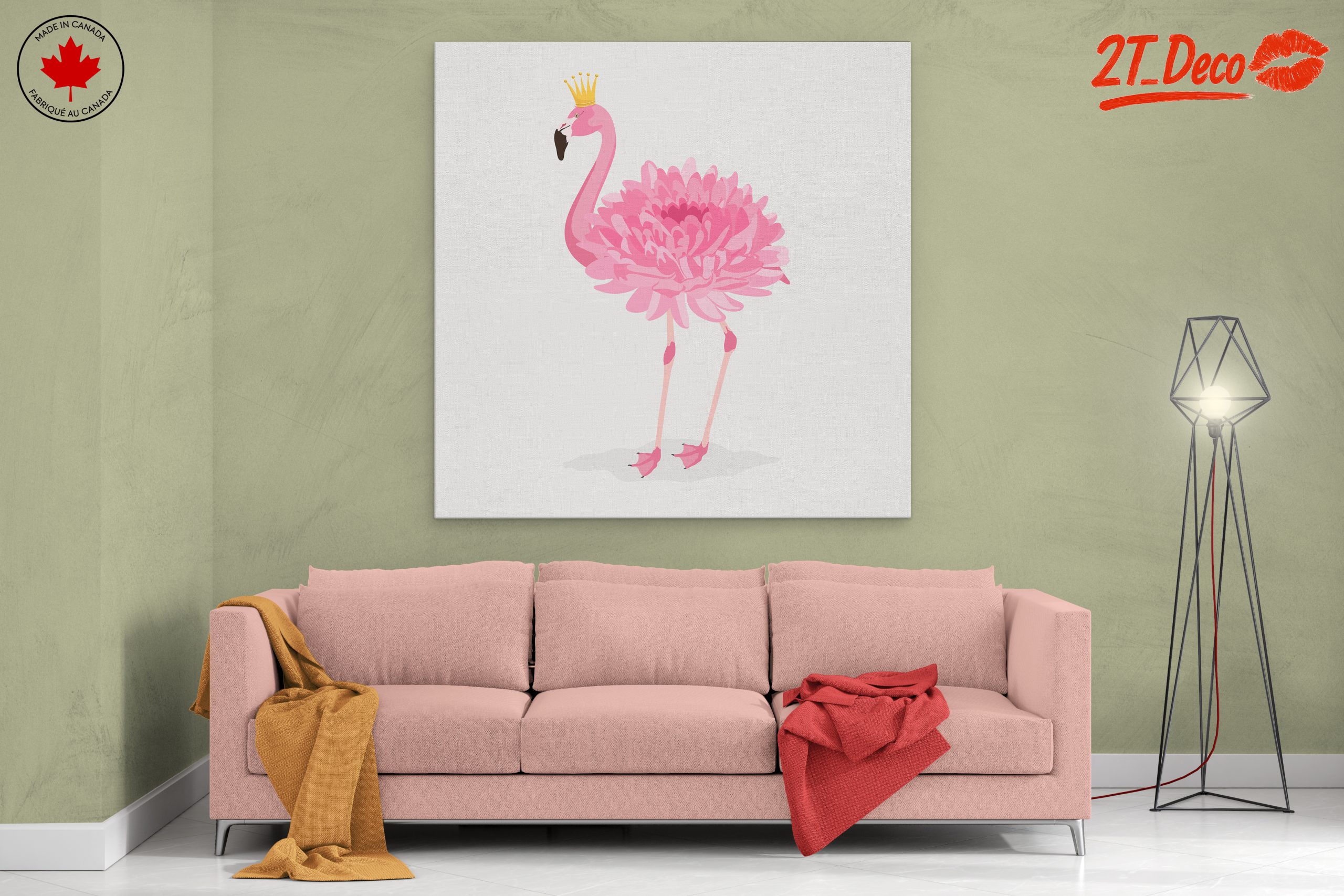 Whimsical Flamingo Floral Art - Image 2