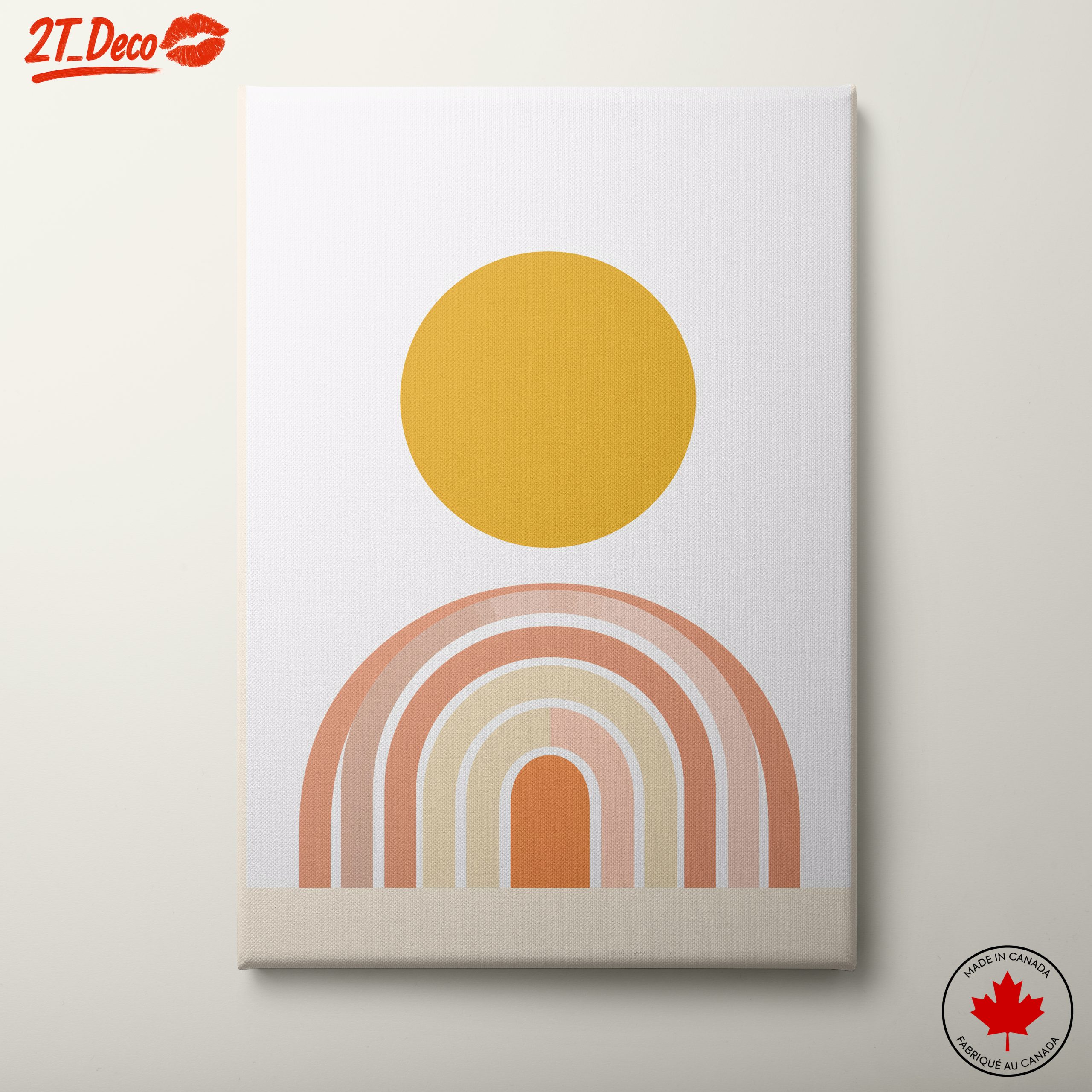 Abstract Geometric Art with Sun and Rainbow