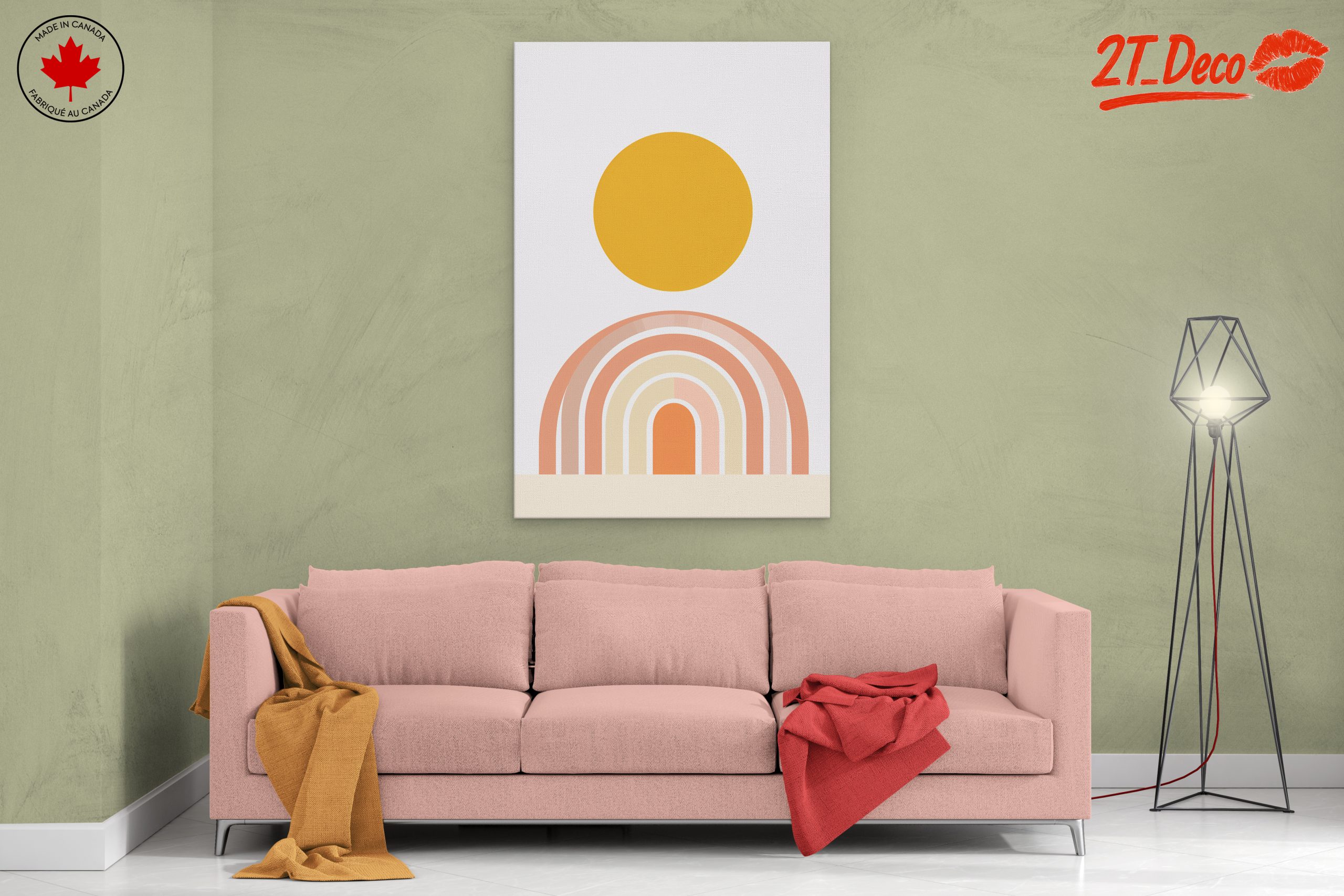 Abstract Geometric Art with Sun and Rainbow - Image 2