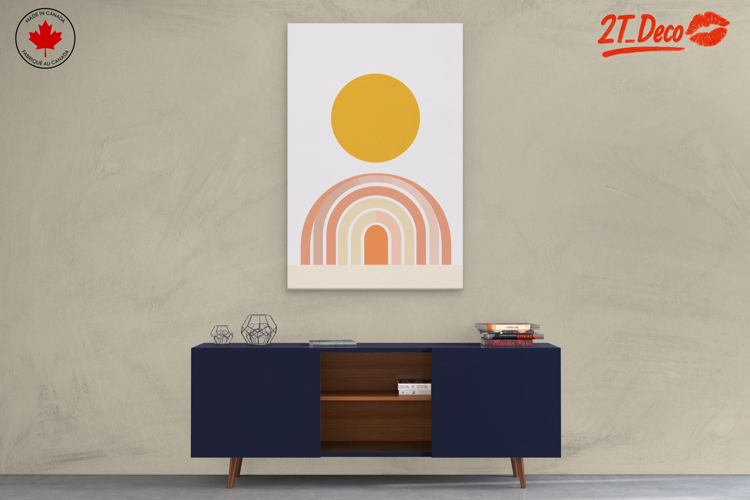 Abstract Geometric Art with Sun and Rainbow - Image 3