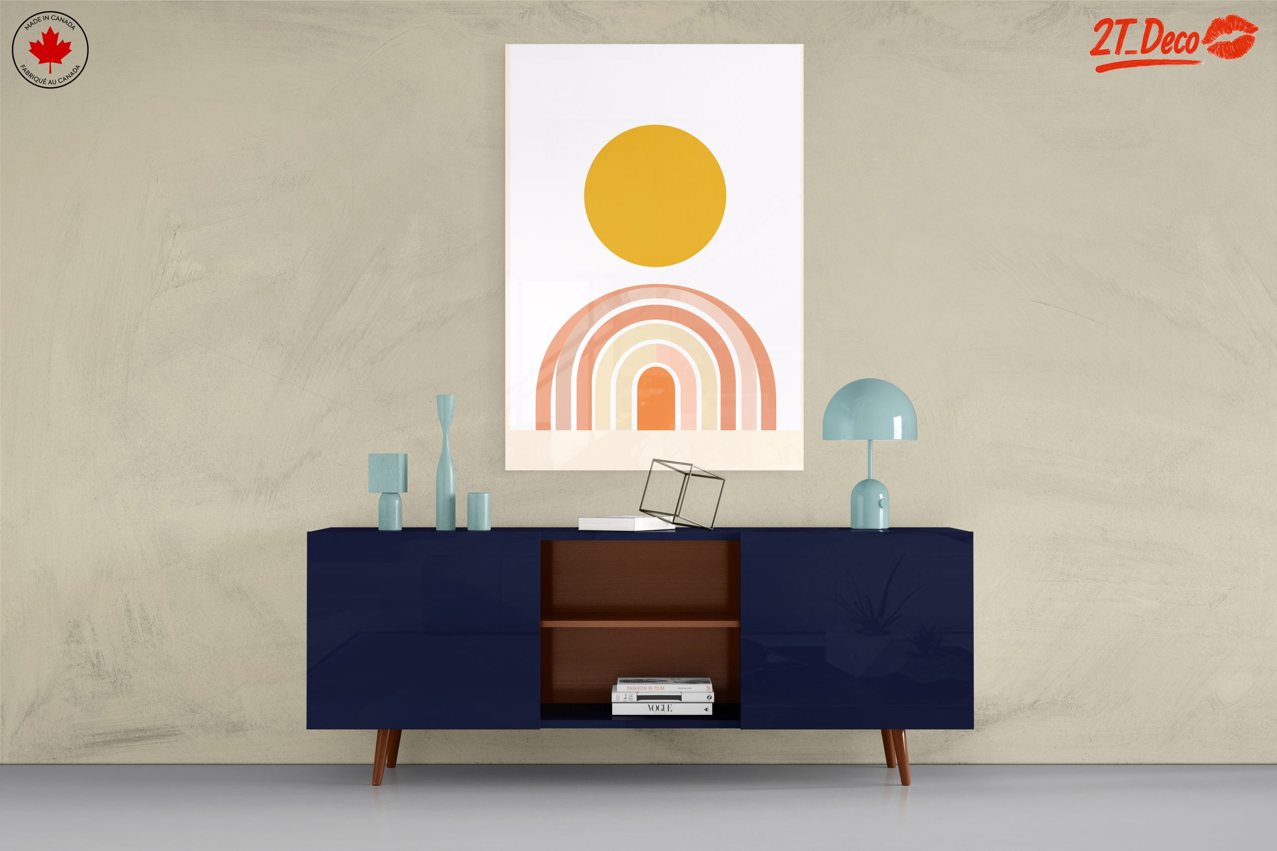 Abstract Geometric Art with Sun and Rainbow - Image 8