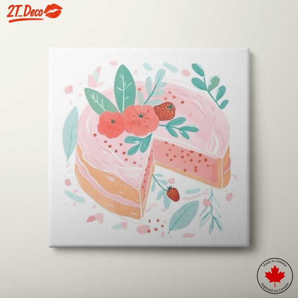 Stylized Cake Illustration with Flowers