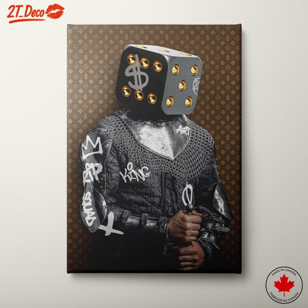 Contemporary Urban Art Featuring Dice and Armor
