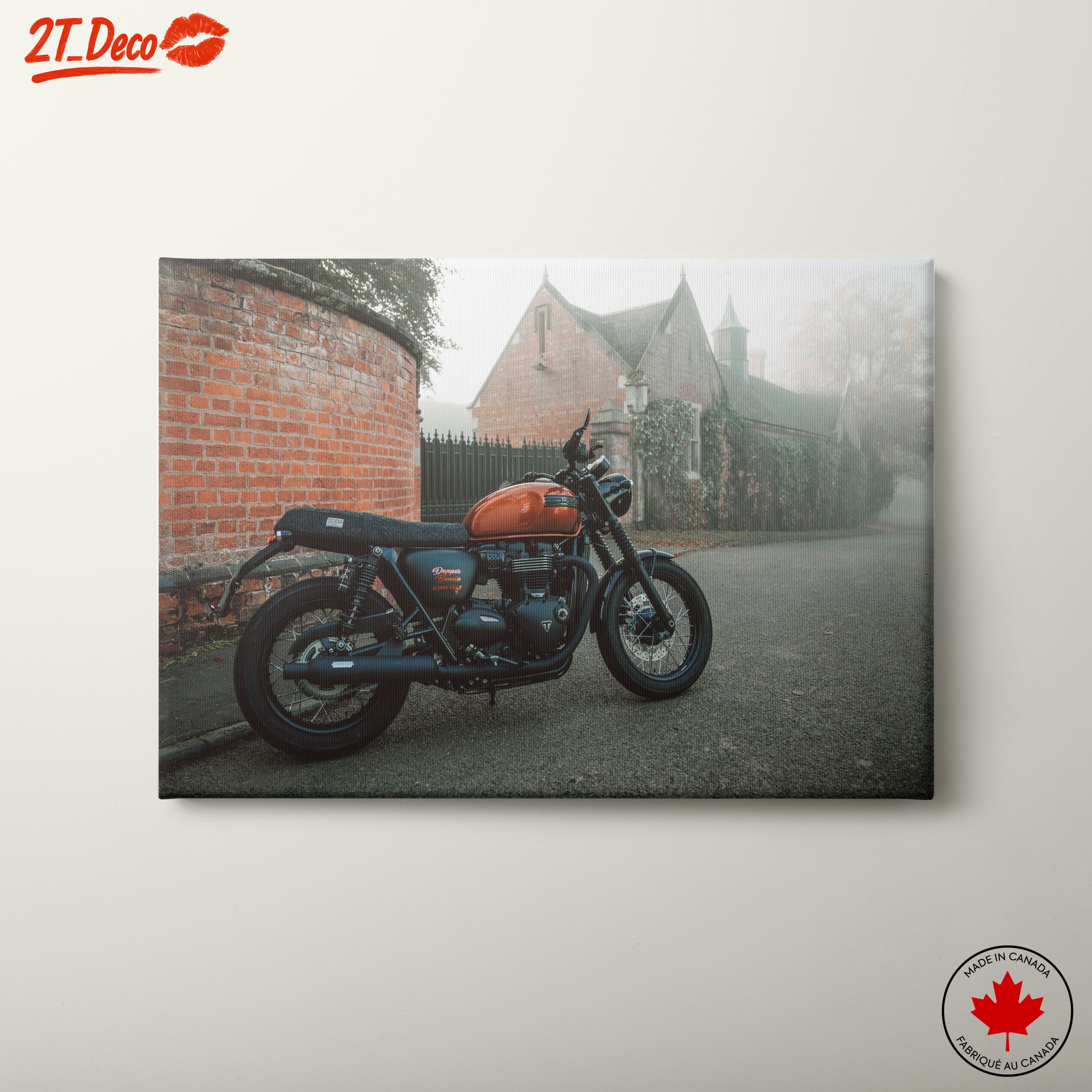 Classic Motorcycle in Foggy Setting