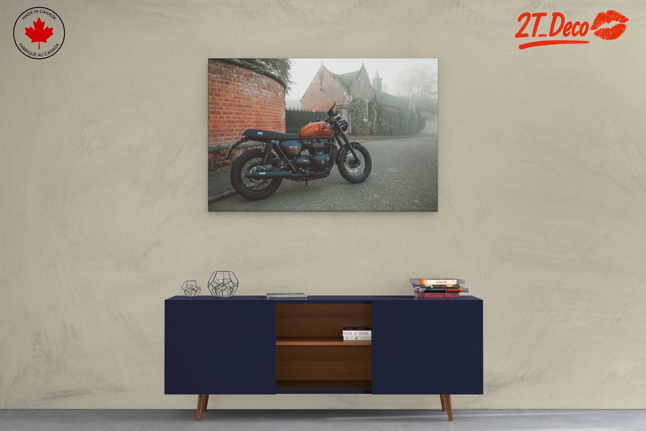 Classic Motorcycle in Foggy Setting - Image 3