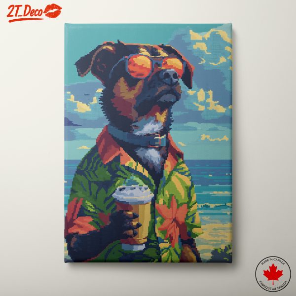 Playful Dog in Sunglasses at the Beach