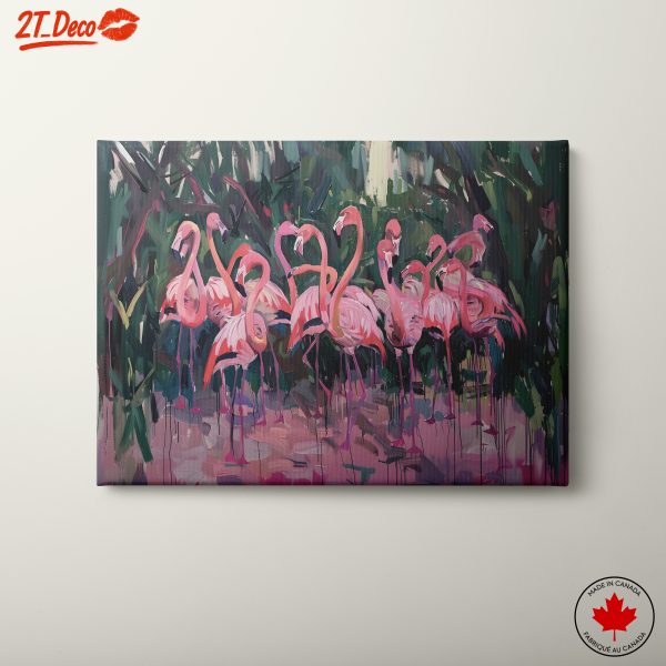 Colorful Flamingos in a Tropical Habitat
