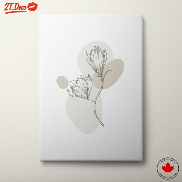 Minimalist Botanical Illustration of Blooming Flowers