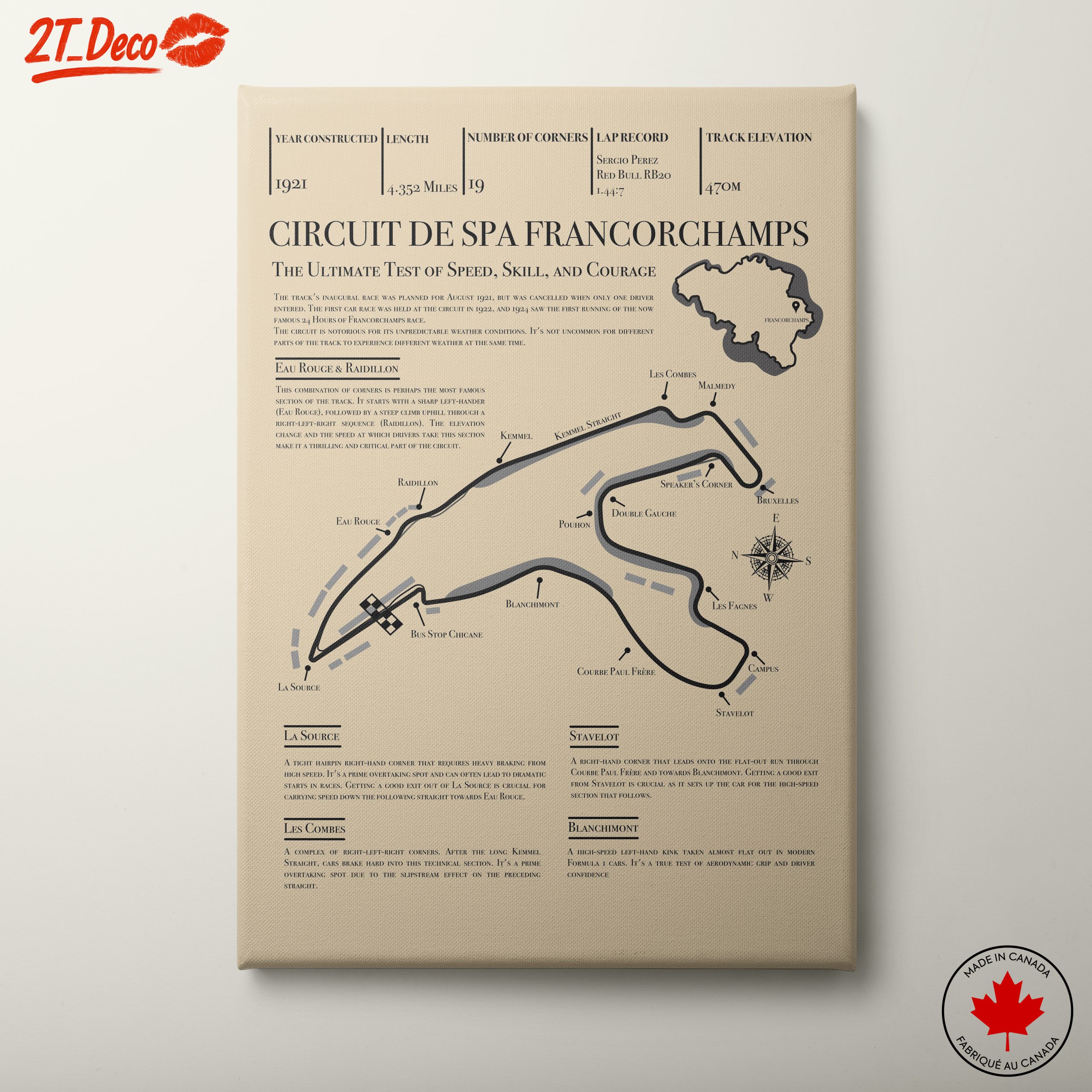 Circuit de Spa Francorchamps Racing Map Art