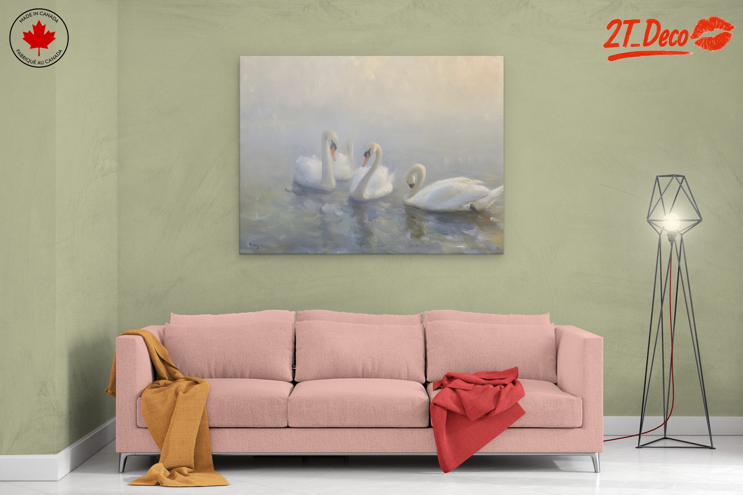 Serene Swans in Misty Water - Image 2