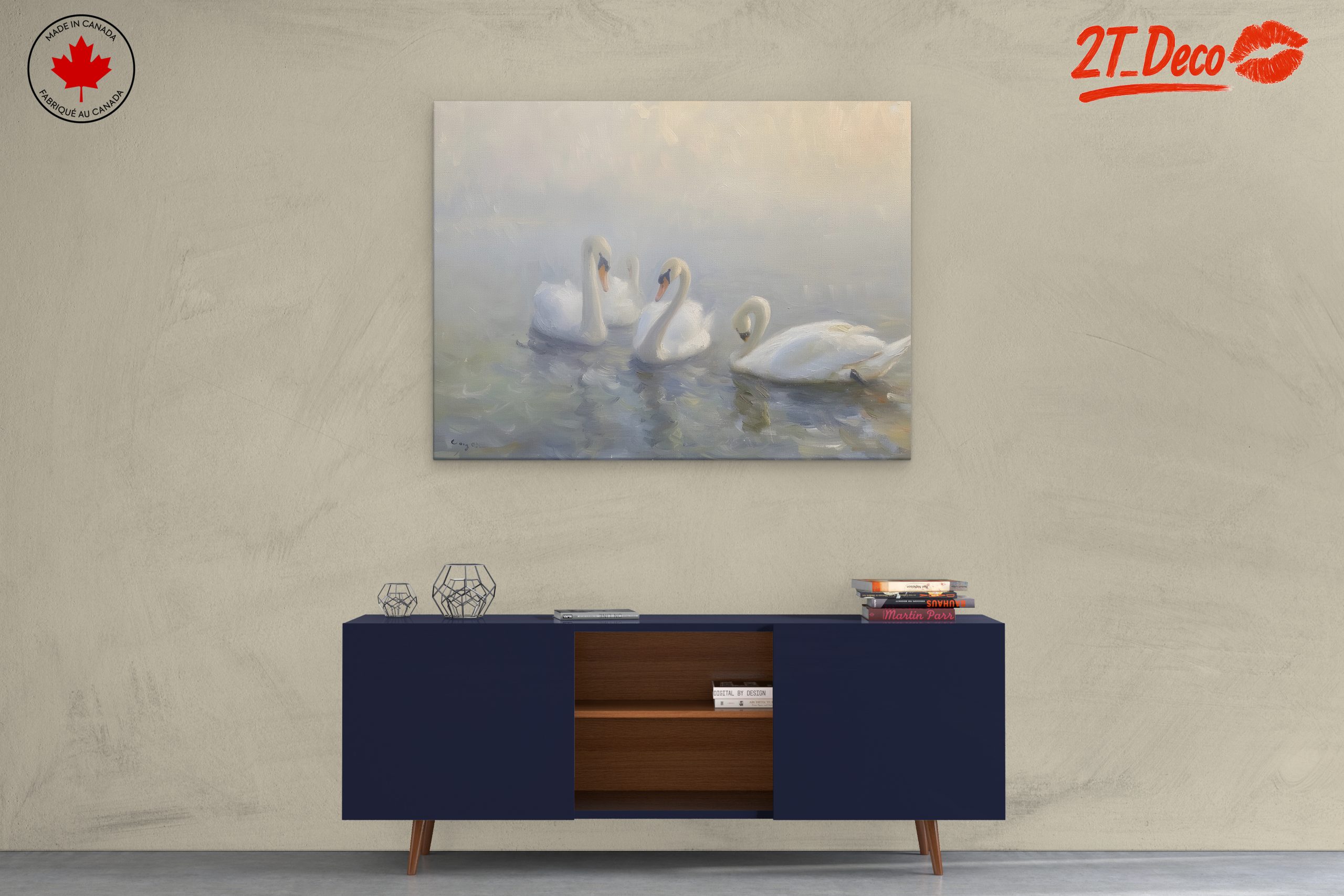 Serene Swans in Misty Water - Image 3