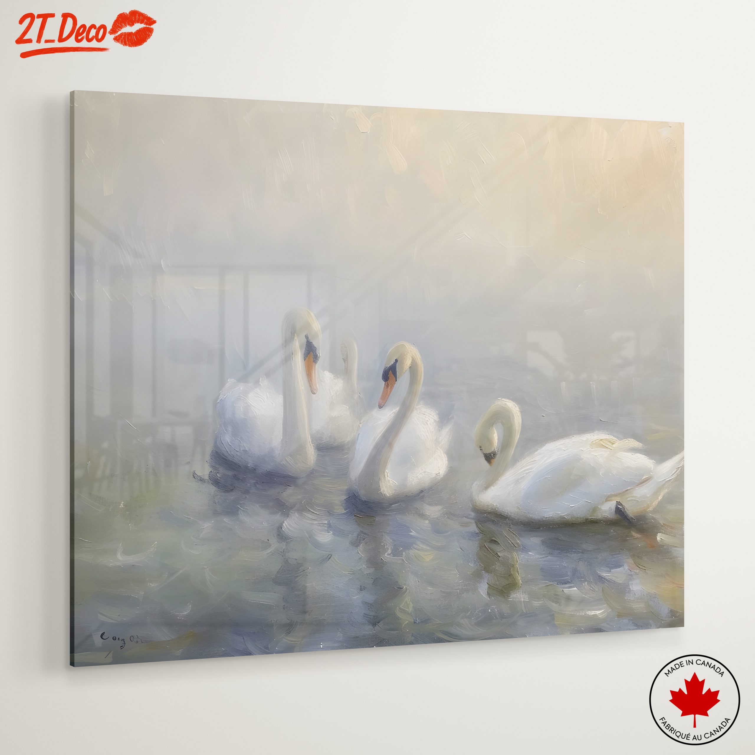 Serene Swans in Misty Water - Image 6