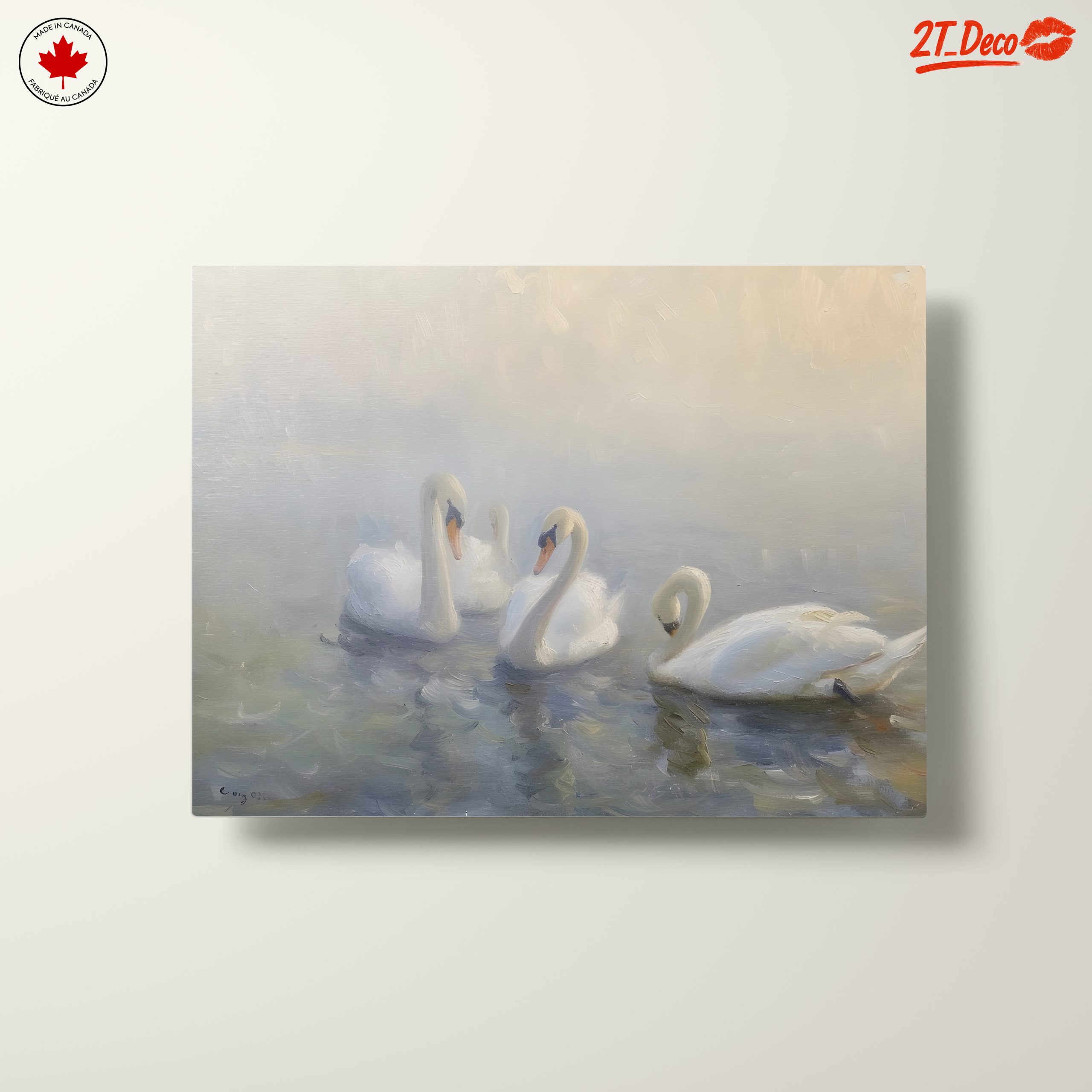 Serene Swans in Misty Water - Image 10