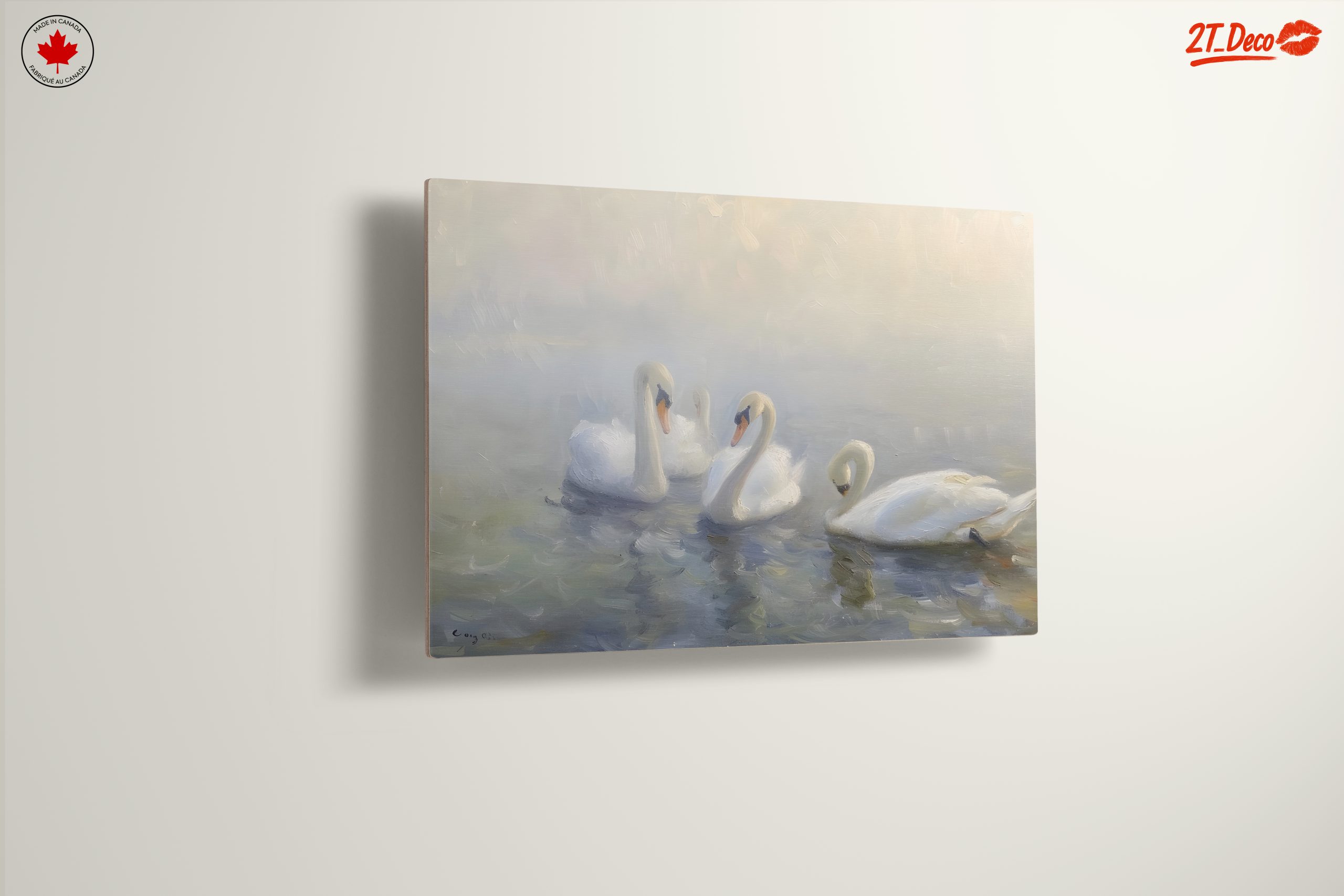 Serene Swans in Misty Water - Image 13