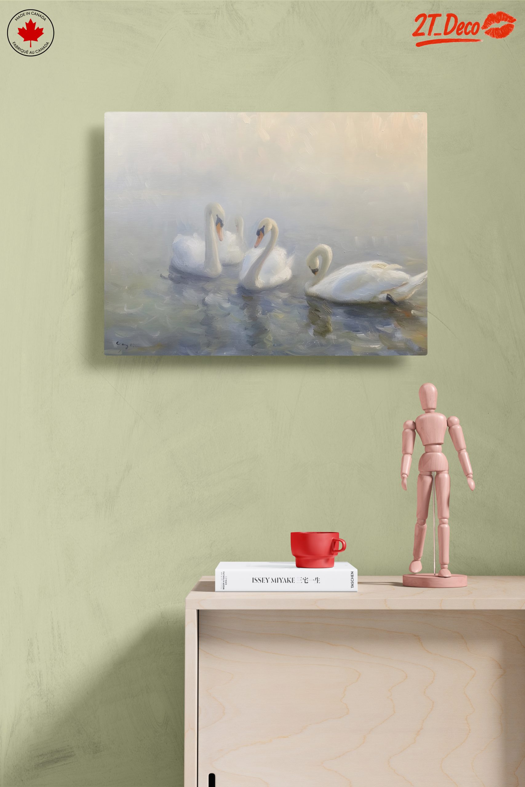 Serene Swans in Misty Water - Image 14